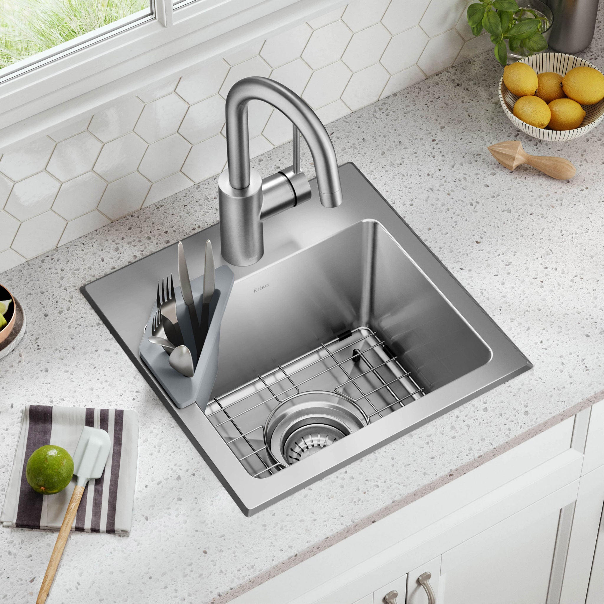 KRAUS Drop In Single Bowl 18 Gauge Stainless Steel Sink