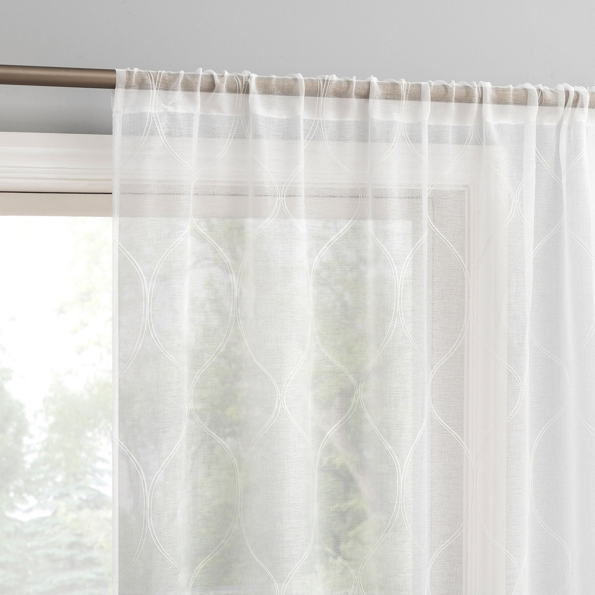 Portside Embroidered Trellis Sheer Curtains, 2-pack