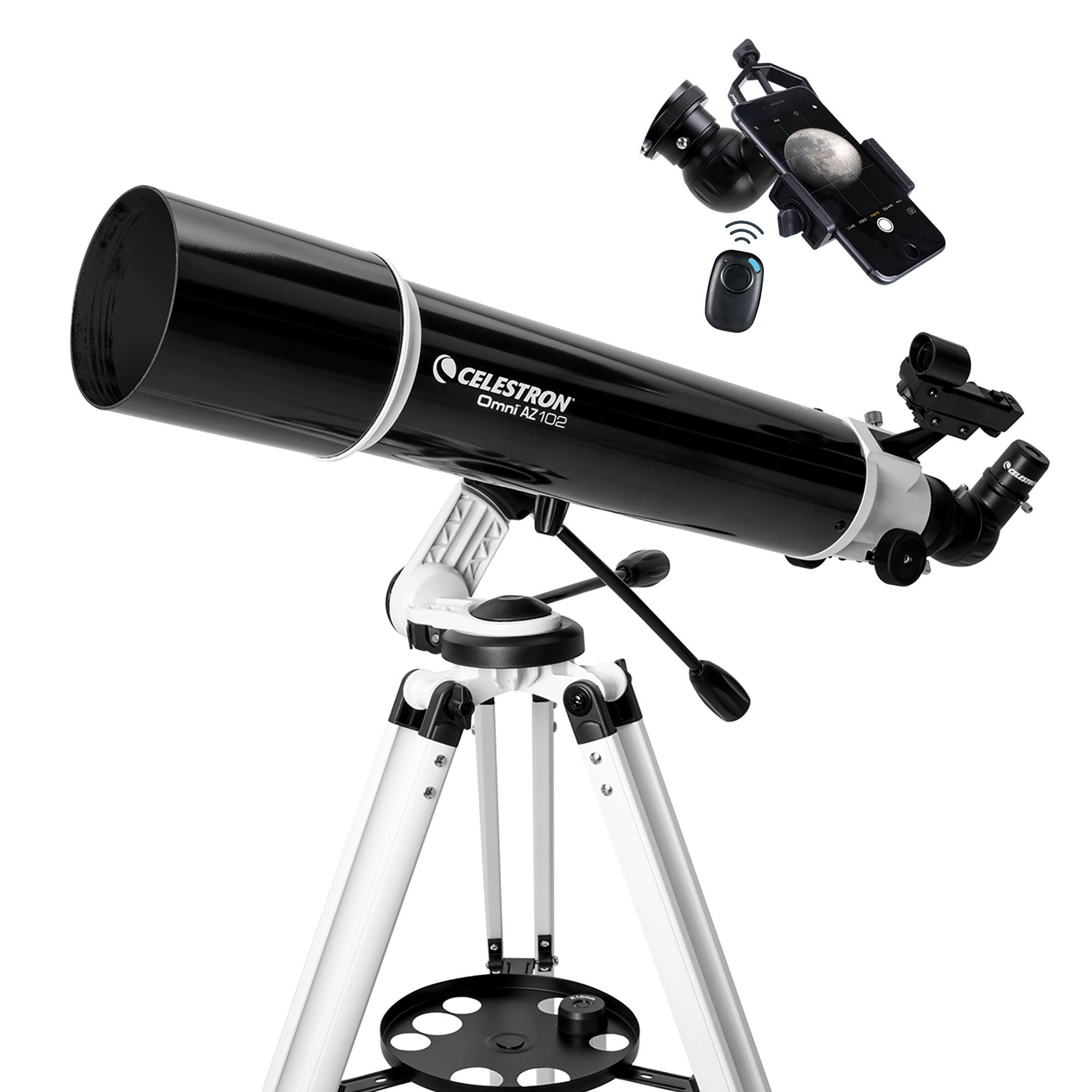Celestron Omni AZ 102 Telescope with Smartphone Adapter & Bluetooth Remote