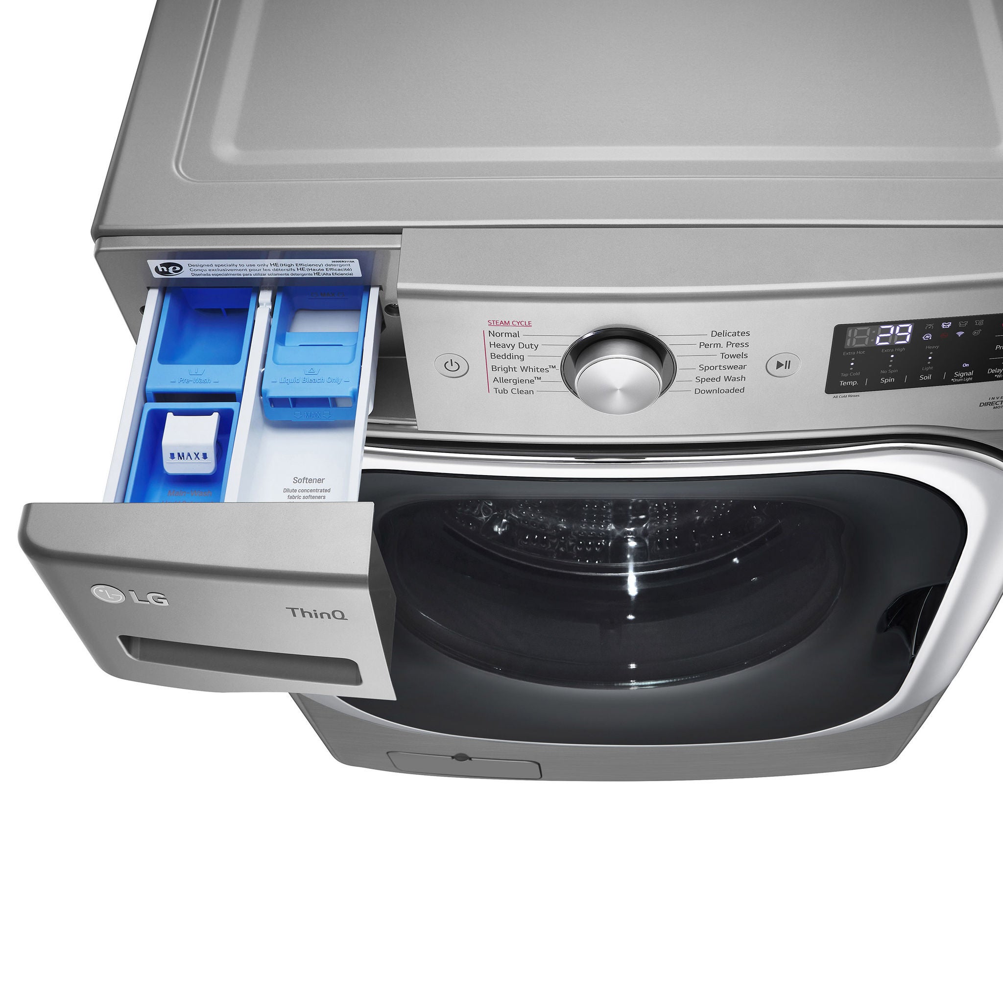 LG 5.2 cu. ft. Mega Capacity Front Load Washer and 9.0 cu. ft. Mega Capacity ELECTRIC Dryer with Built-In Intelligence with Stacking Kit