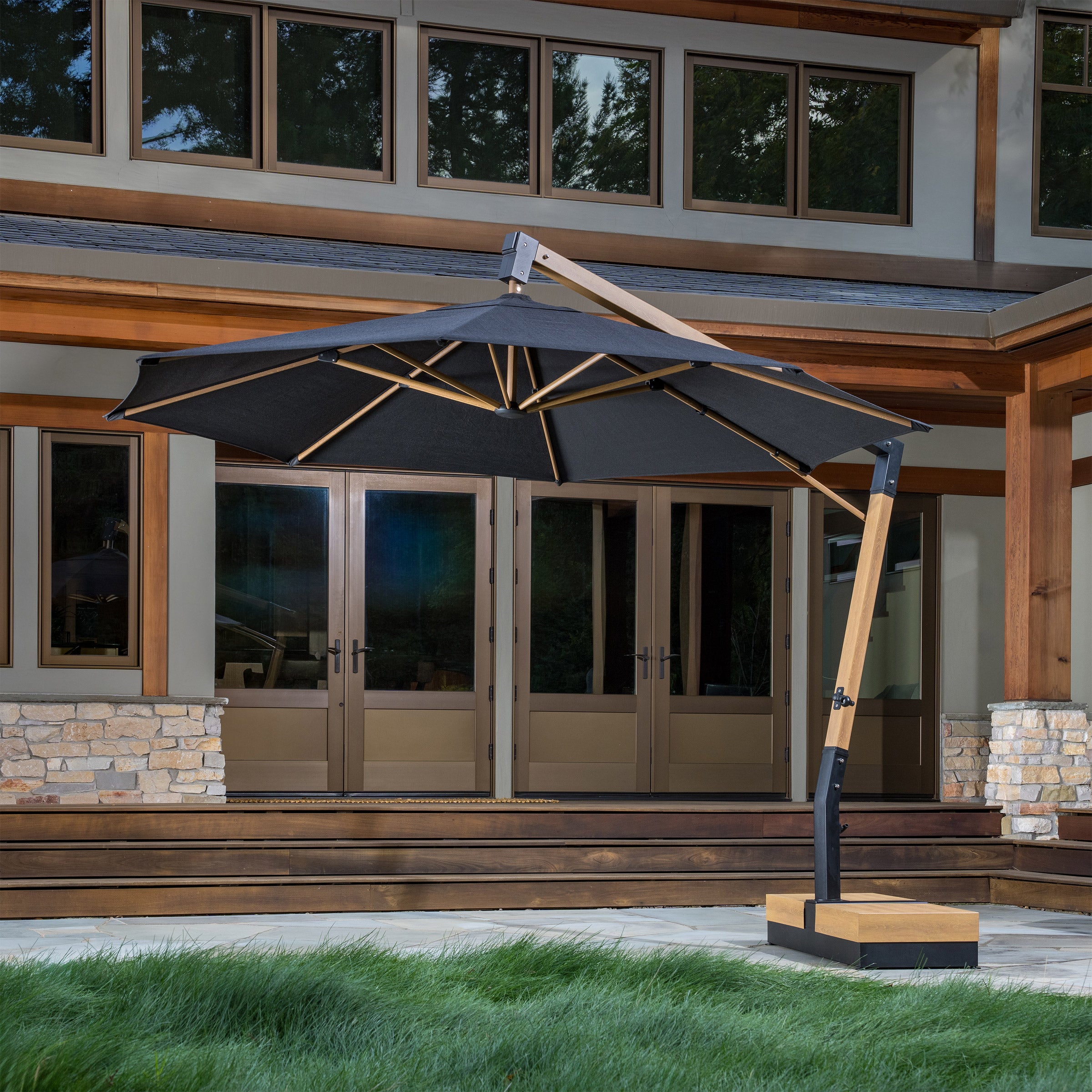 SunVilla 11 ft. Round Modern Angled Cantilever Umbrella