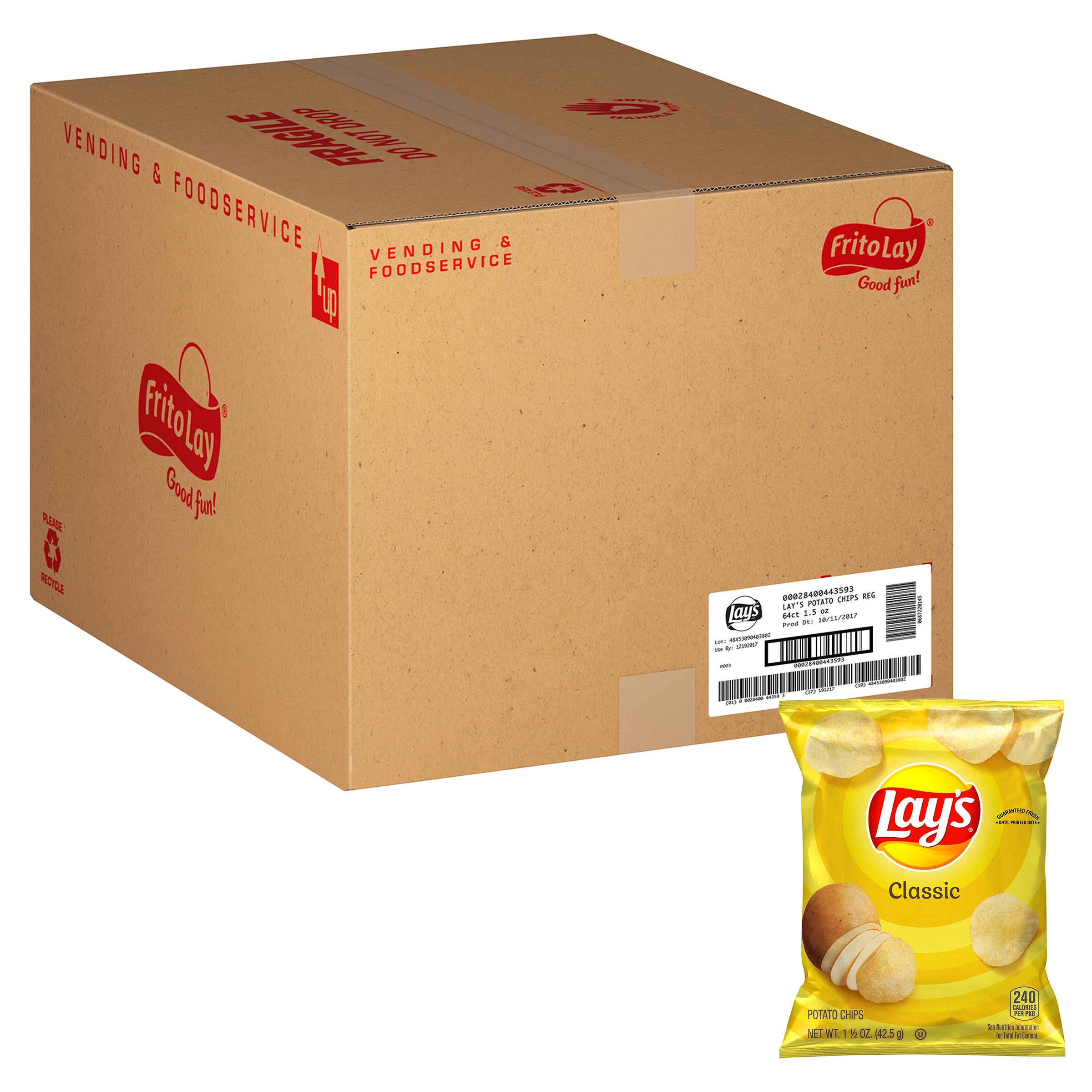Lay's Potato Chips, Classic, 1.5 oz, 64-count