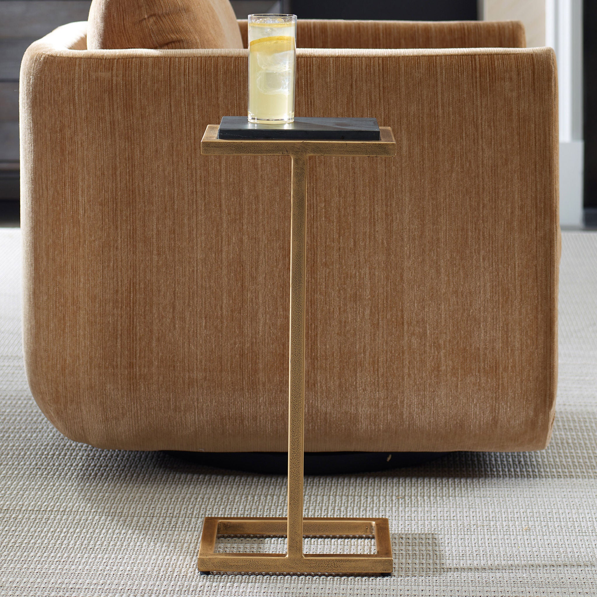 Cailin 23" Side Table, Black Marble
