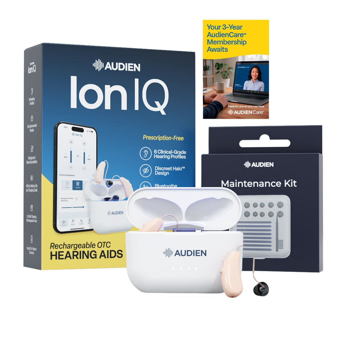 Audien Ion IQ OTC Hearing Aids Bundle