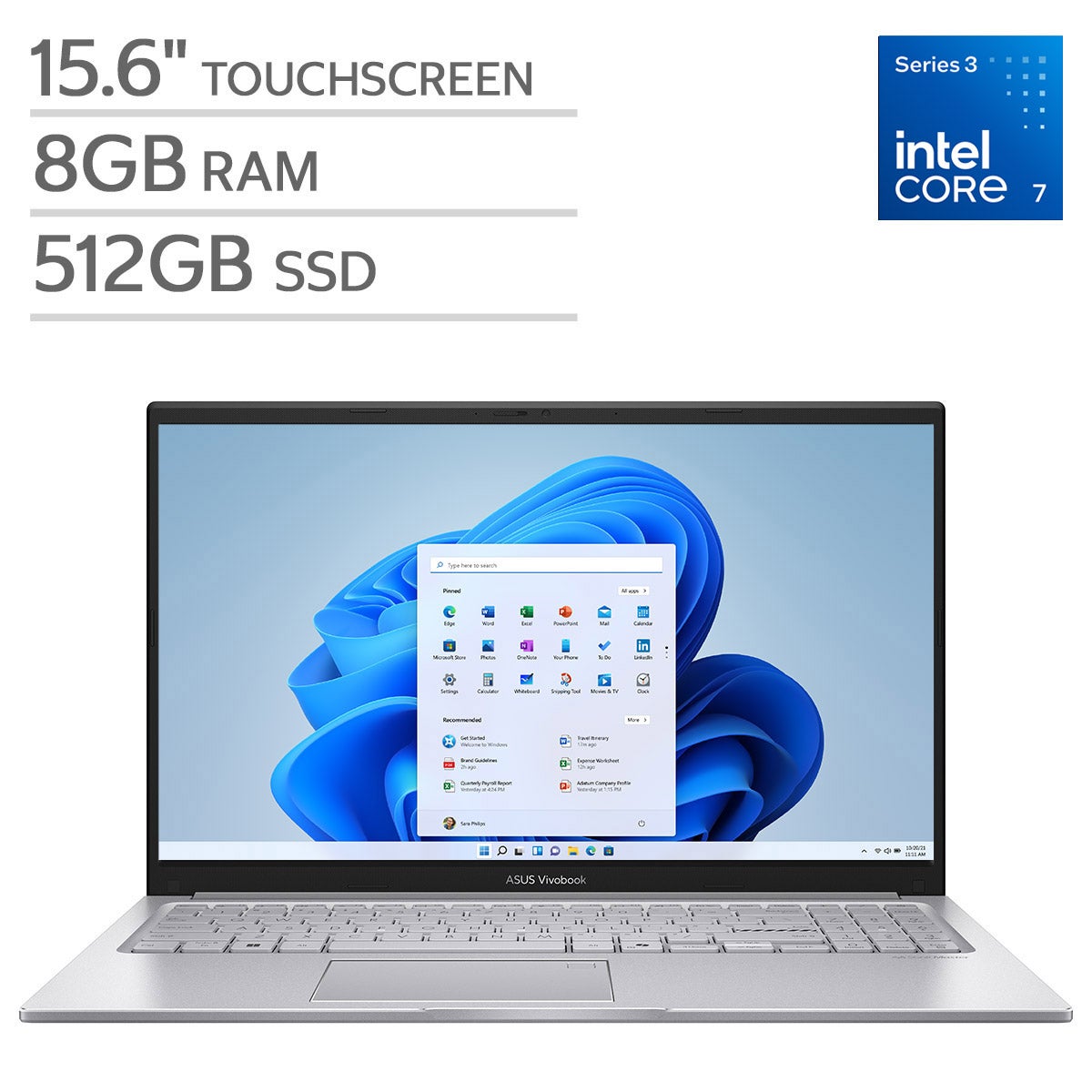 ASUS Vivobook 15 15.6" Full HD Touchscreen Laptop - Intel Core 7 Processor Series 3 - Full HD (1920 x 1080) - 512GB SSD - Windows 11 Home.