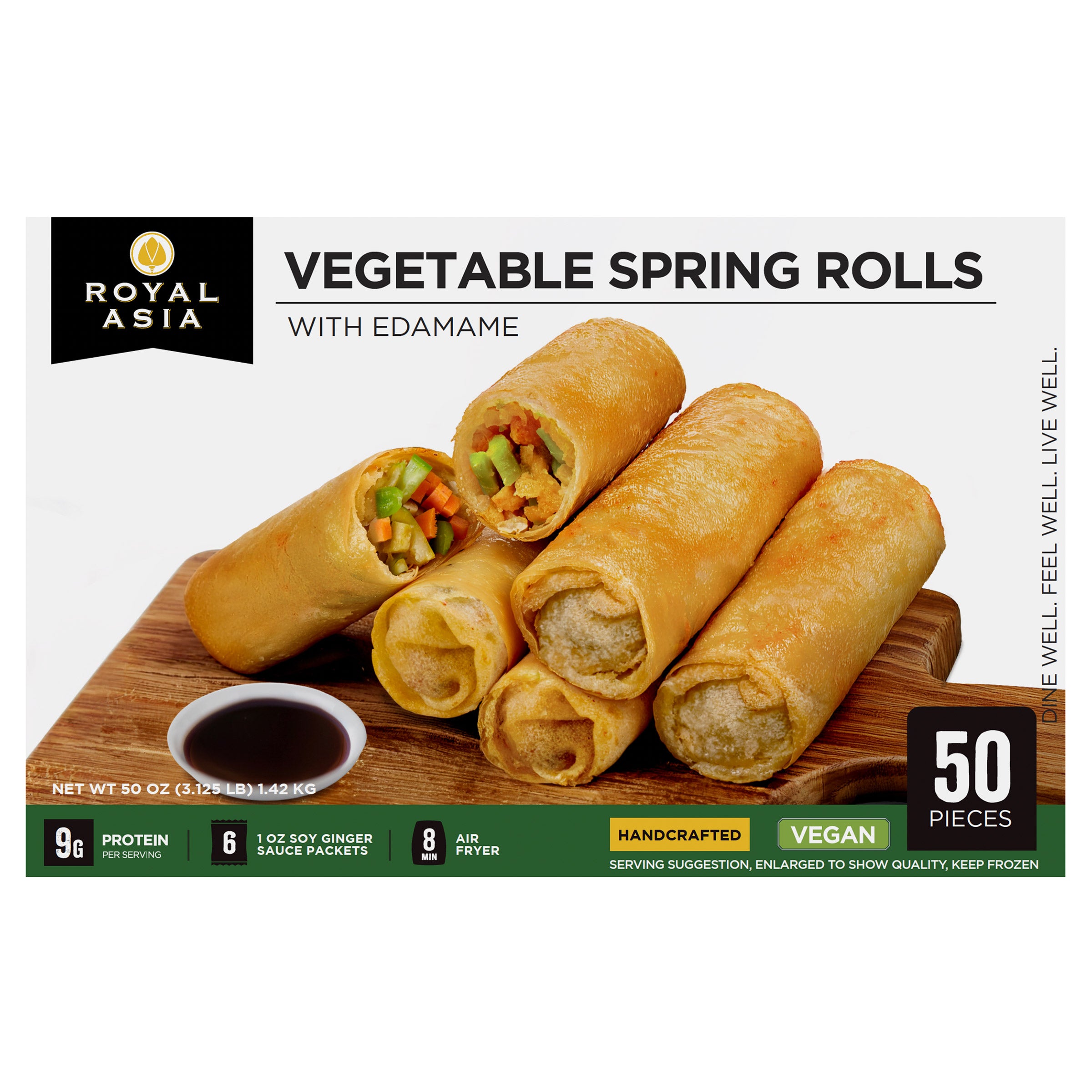 Royal Asia Vegetable Spring Rolls with Soy Ginger Sauce, 50-count