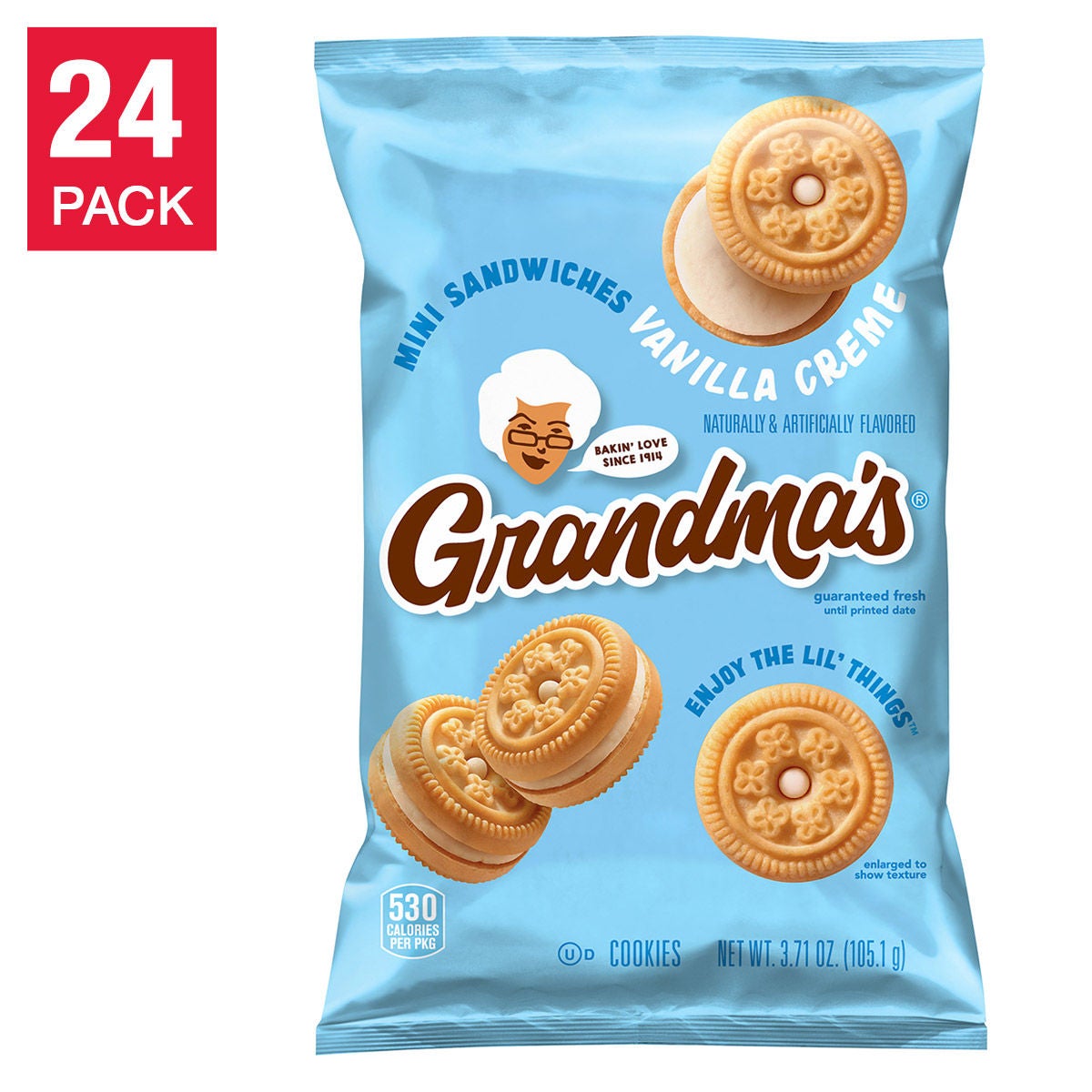 Grandma's Mini Sandwiches Cookies, Vanilla Creme, 3.71 oz, 24-count