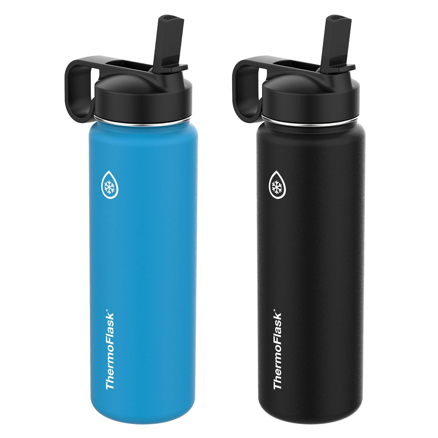 Thermoflask Stainless Steel 24oz Water Bottle with Straw Lid, 2-pack
