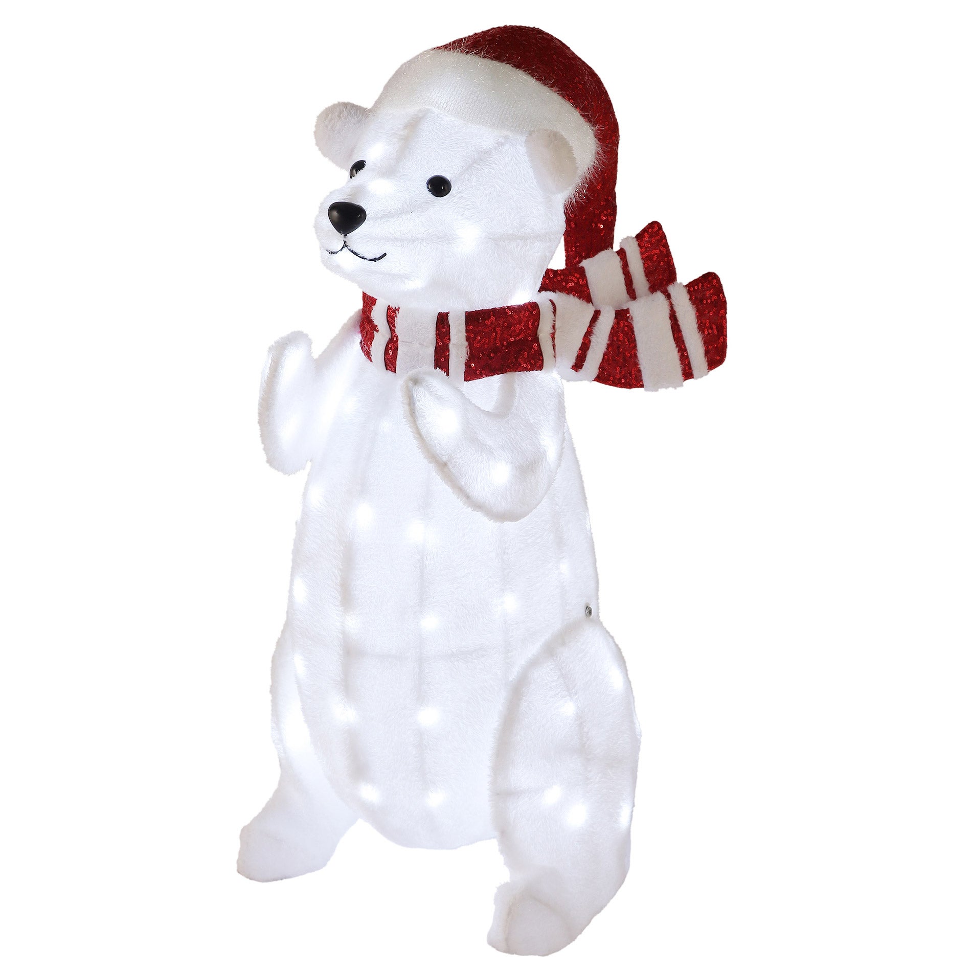 4' & 2.6' Polar Bears with LED Lights, Set of 2