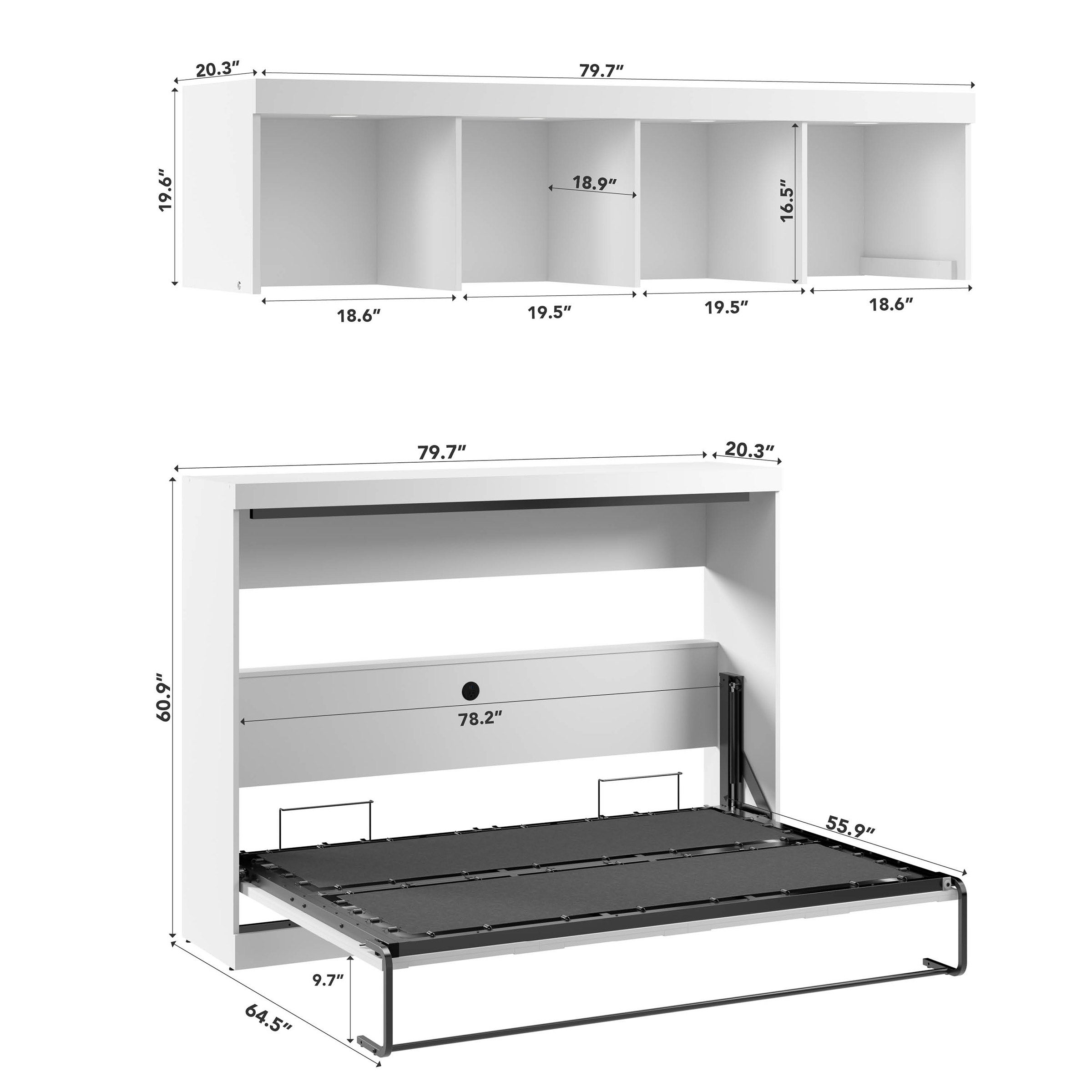 Oasis Horizontal Murphy Bed with Overhead Storage, Full Size