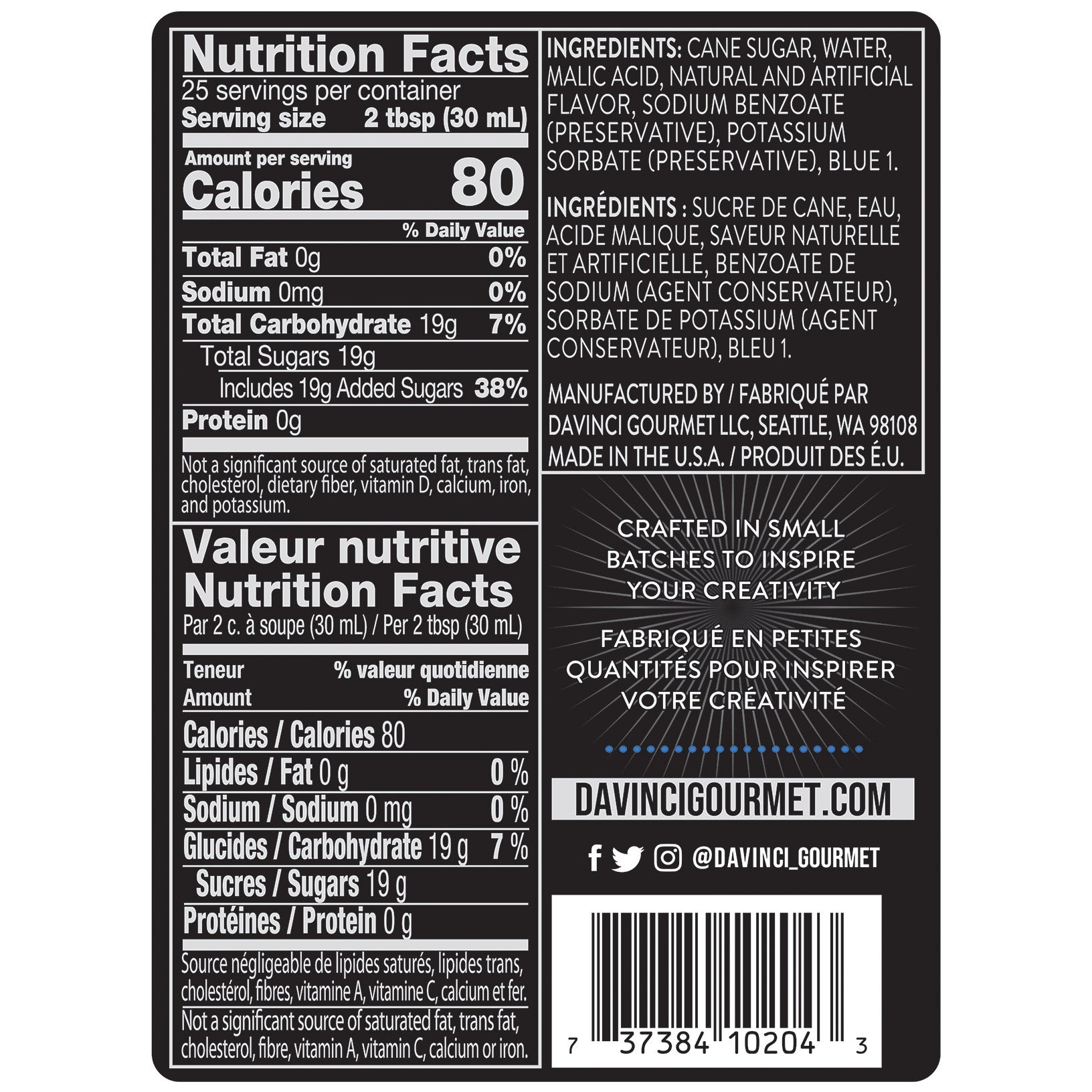 DaVinci Classic Syrup, Blue Raspberry, 25.4 oz