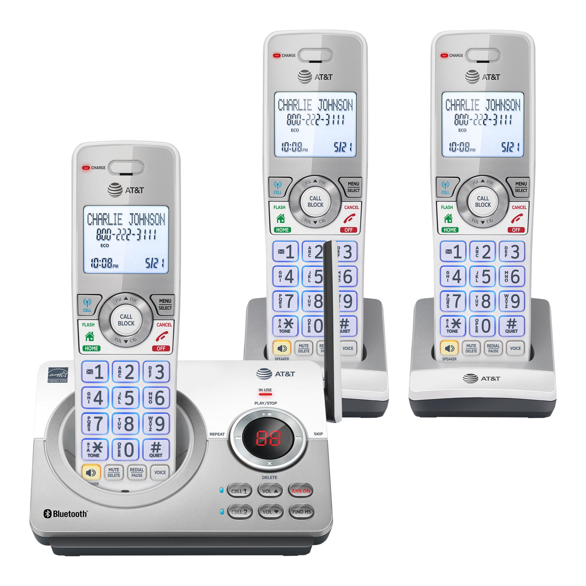 AT&T 3-Handset Cordless Phone with Unsurpassed Range, Smart Call Blocker