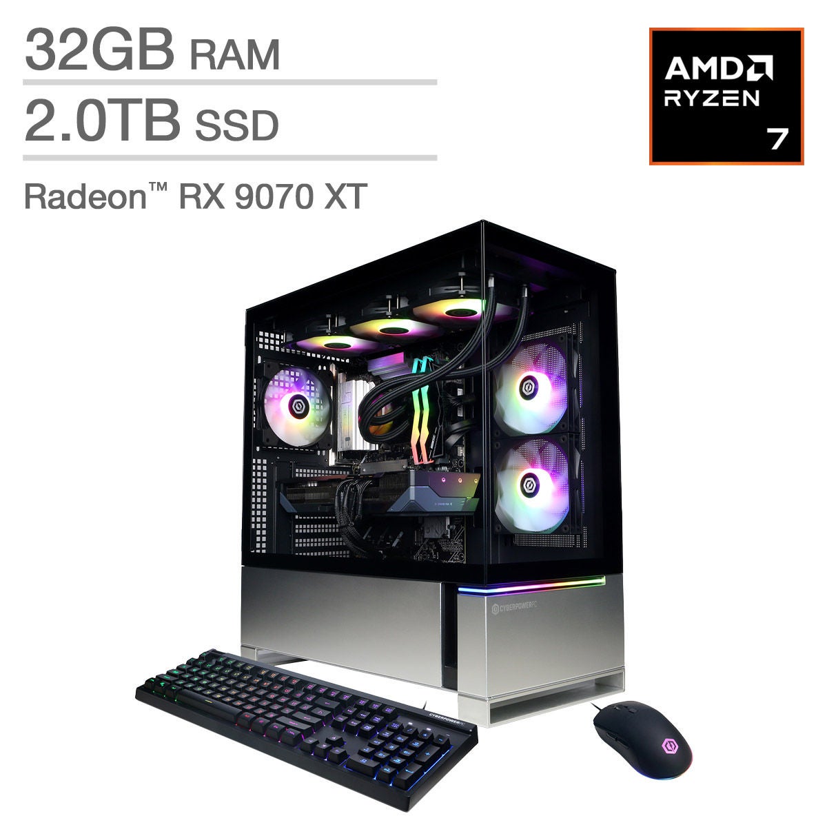 CyberpowerPC Gamer Supreme Liquid Cooled - AMD Ryzen 7 9800X3D 4.7GHz - Radeon RX 9070 XT, 16GB - Windows 11