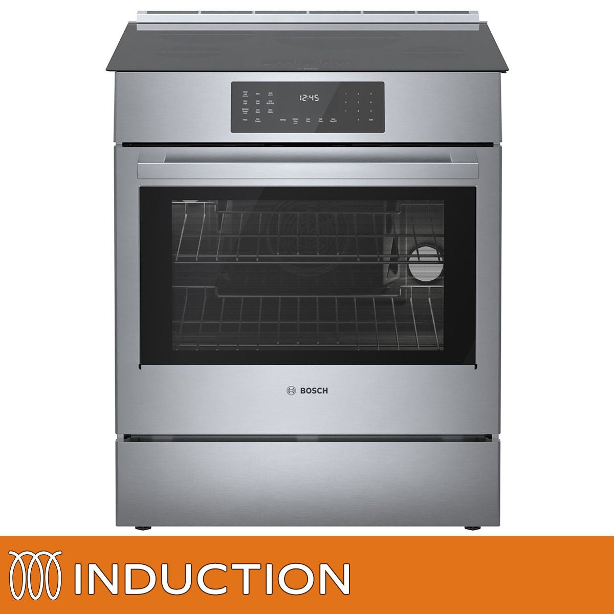Bosch 800 Series 4.6 cu. ft. Induction Slide-in Range with Convection Pro and Third Heating Element
