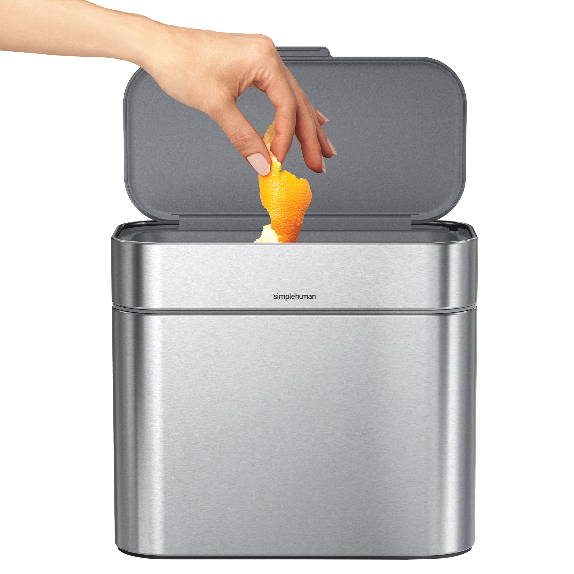 simplehuman 58L Dual Compartment Step Can with Compost Caddy and Code H Liners, 60-pack