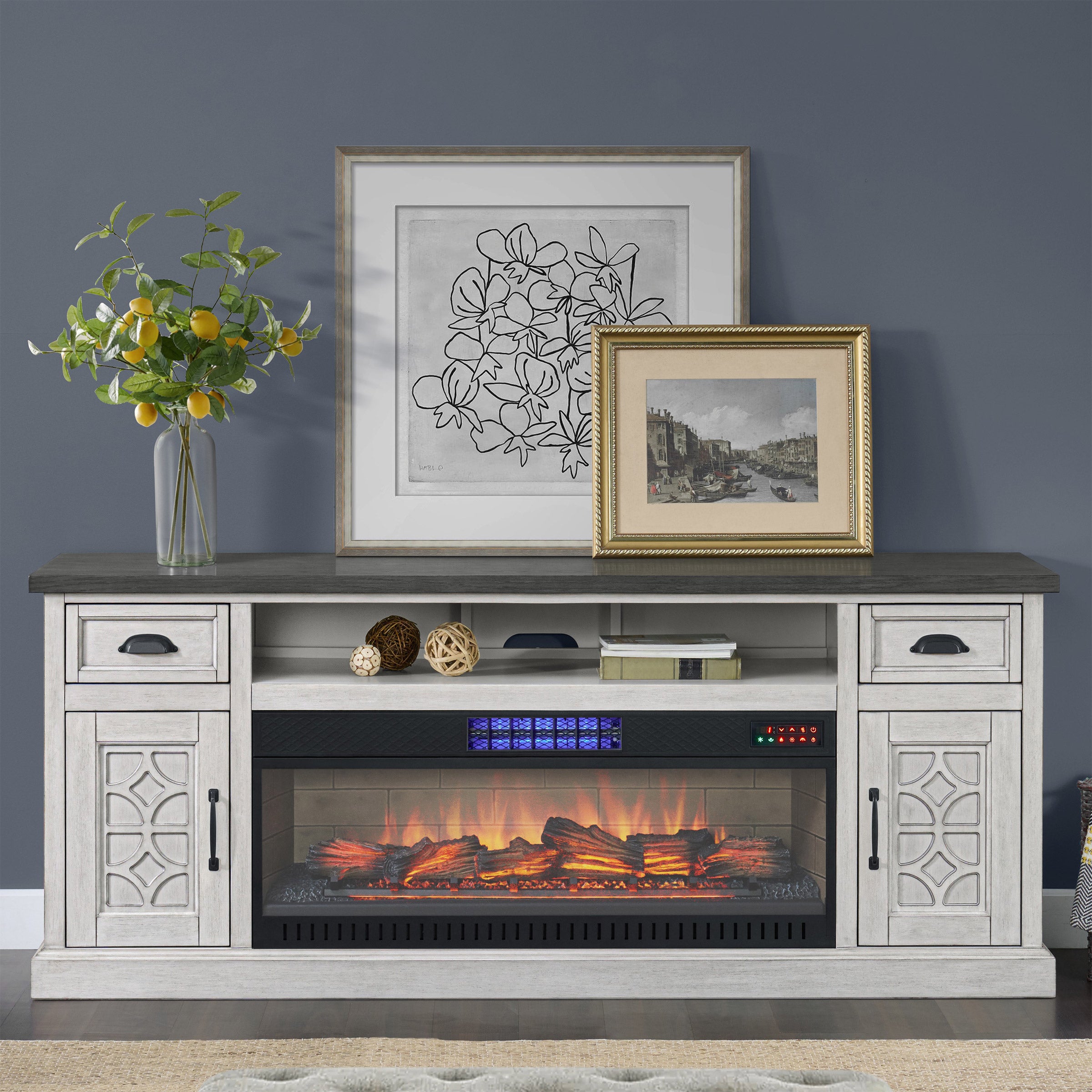 Ashlyn 74” Electric Fireplace Console