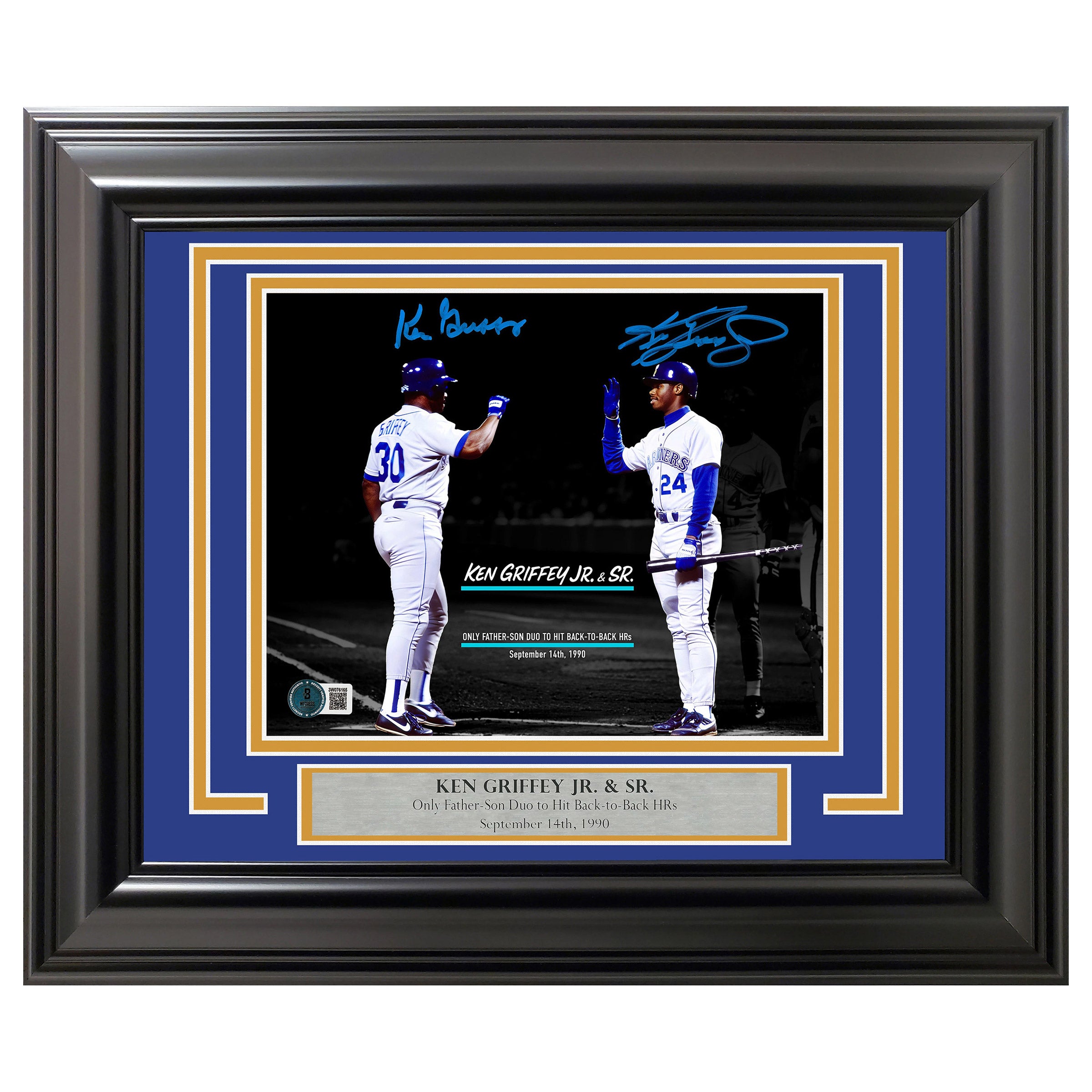 Ken Griffey Jr. and Sr. Autographed Framed 8” x 10” Photo Seattle Mariners - Beckett Authenticated