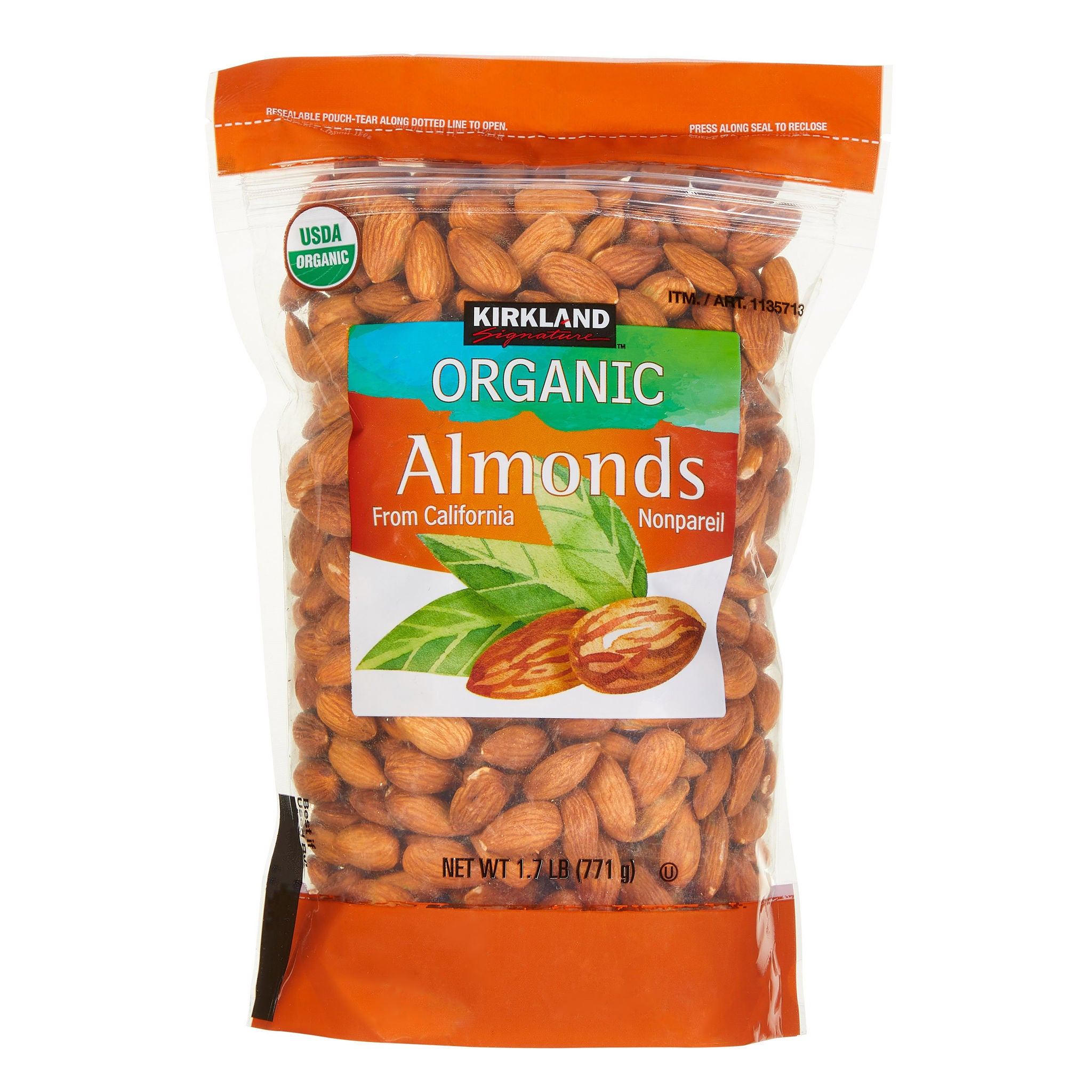 Kirkland Signature Organic Almonds, 1.7 lbs