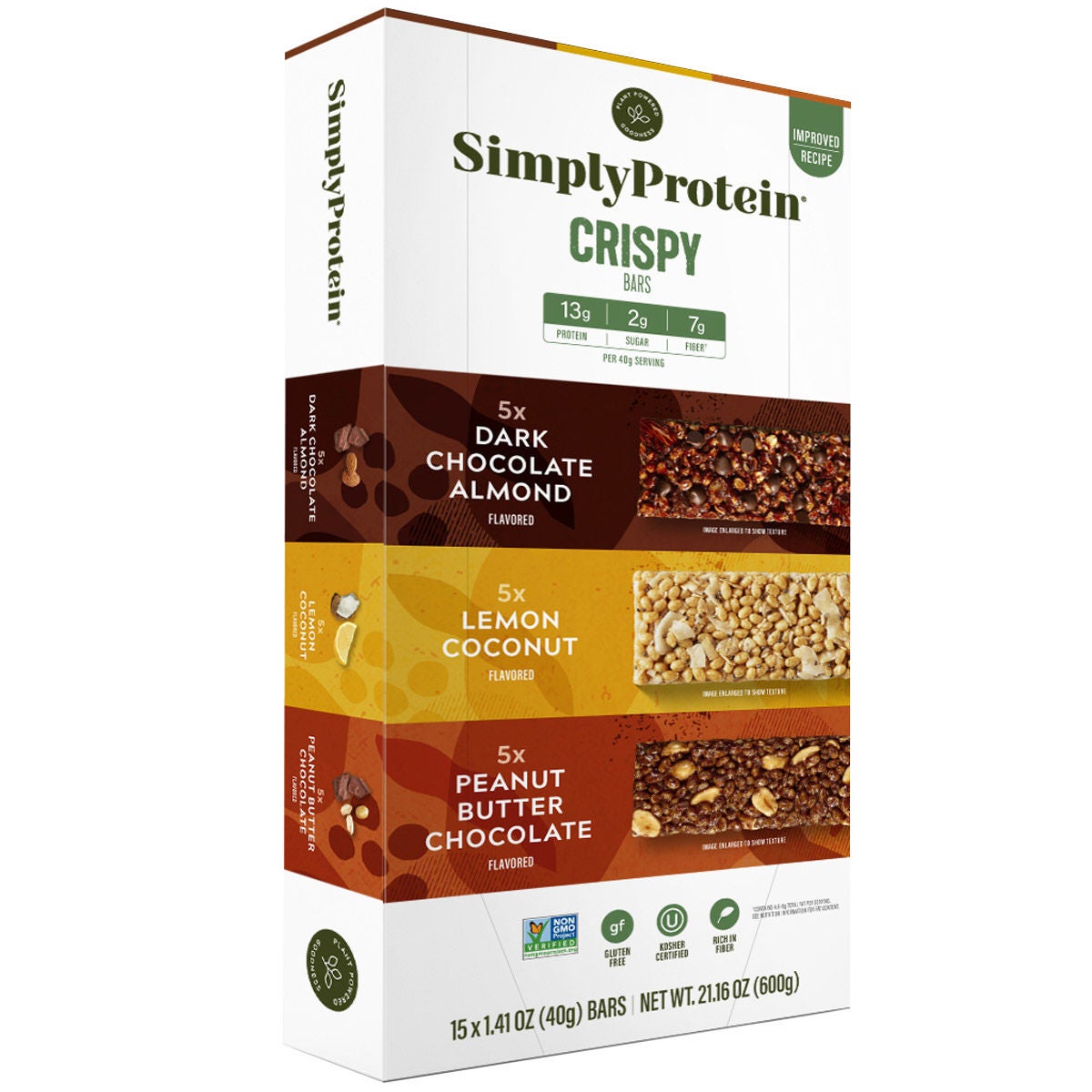 Simply Protein Crispy Bar Variety Pack, 15-count