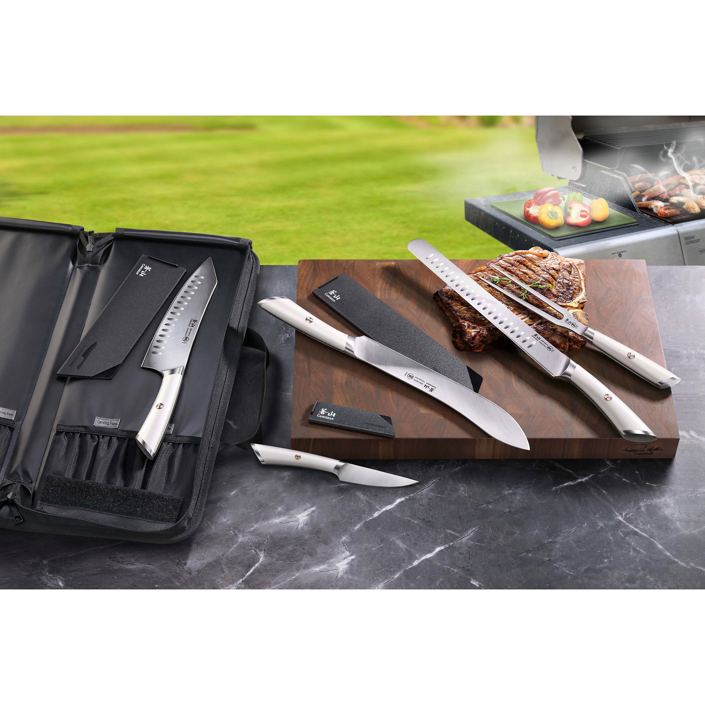 Cangshan Elbert Series German Steel Forged 6-Piece BBQ Knife Set