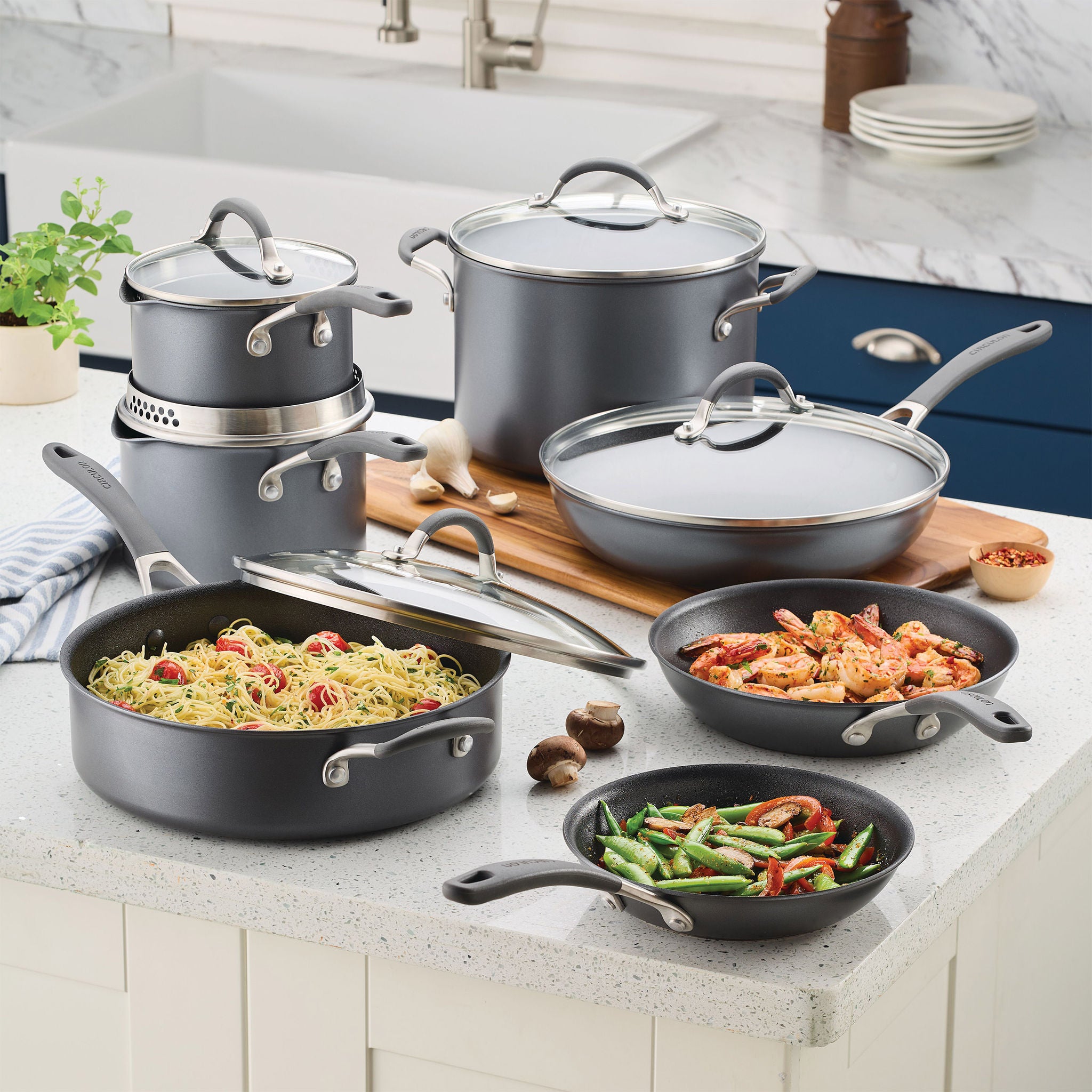 Circulon A1 Series with ScratchDefense Cookware Set, 12 Piece, Graphite