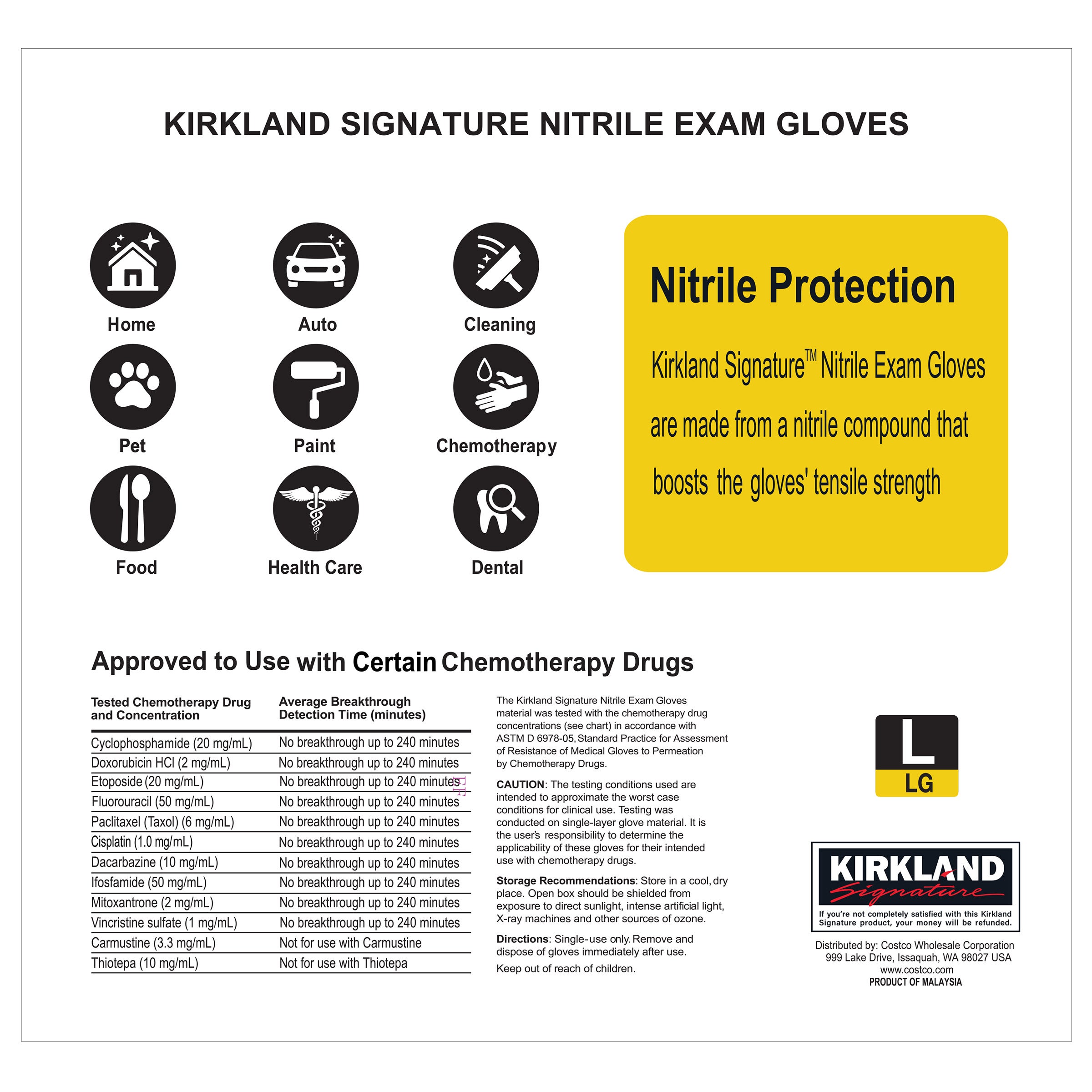 Kirkland Signature Nitrile Exam Gloves, 400-count, Size Large