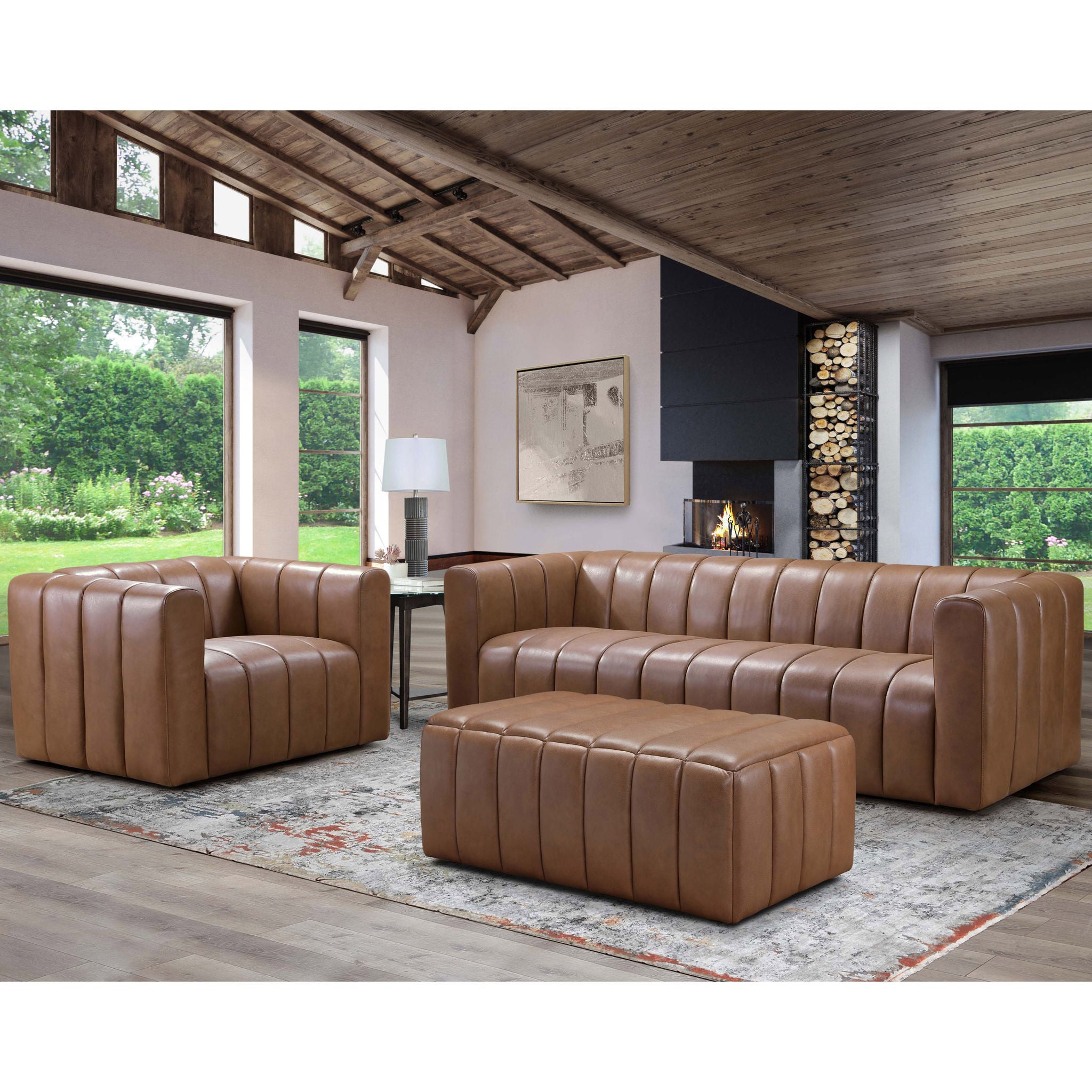 Gianna Top Grain Leather 3-piece Set - Sofa, Chair and Ottoman