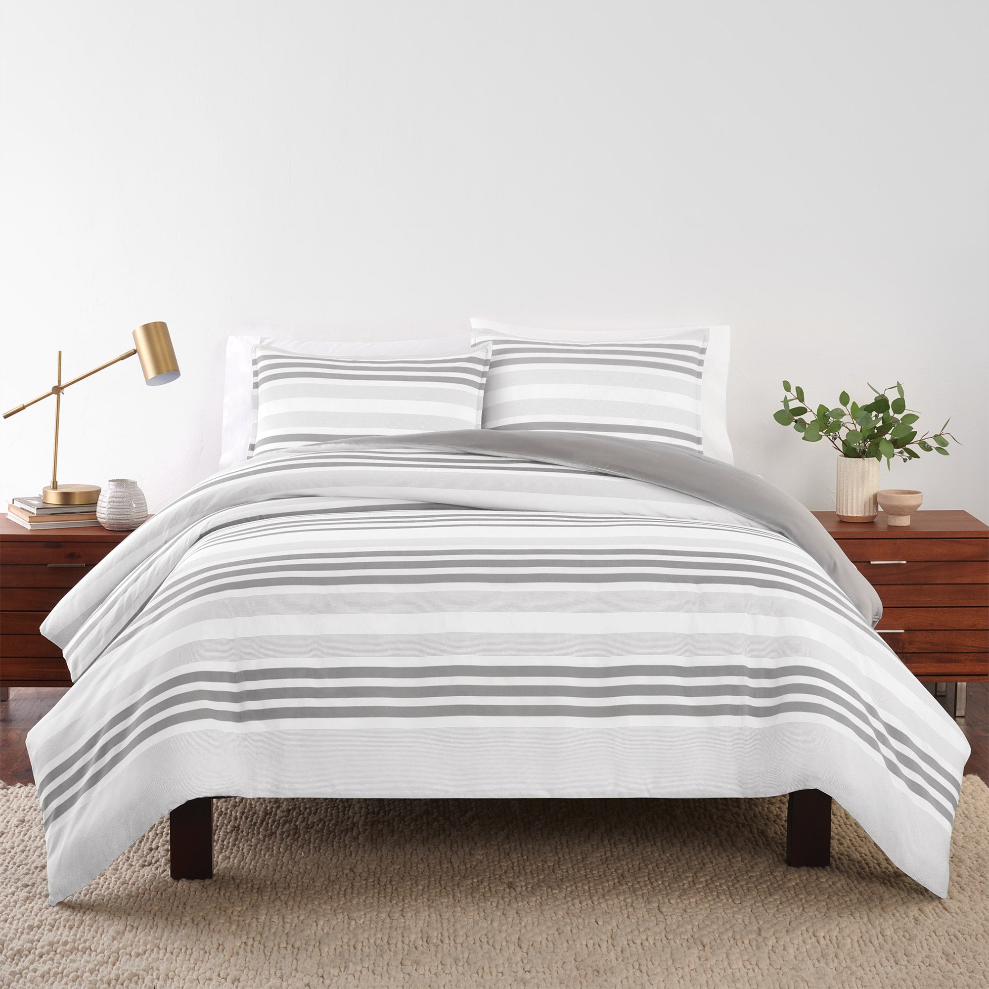 Thomasville Relaxed Comforter Set, Gray Stripe