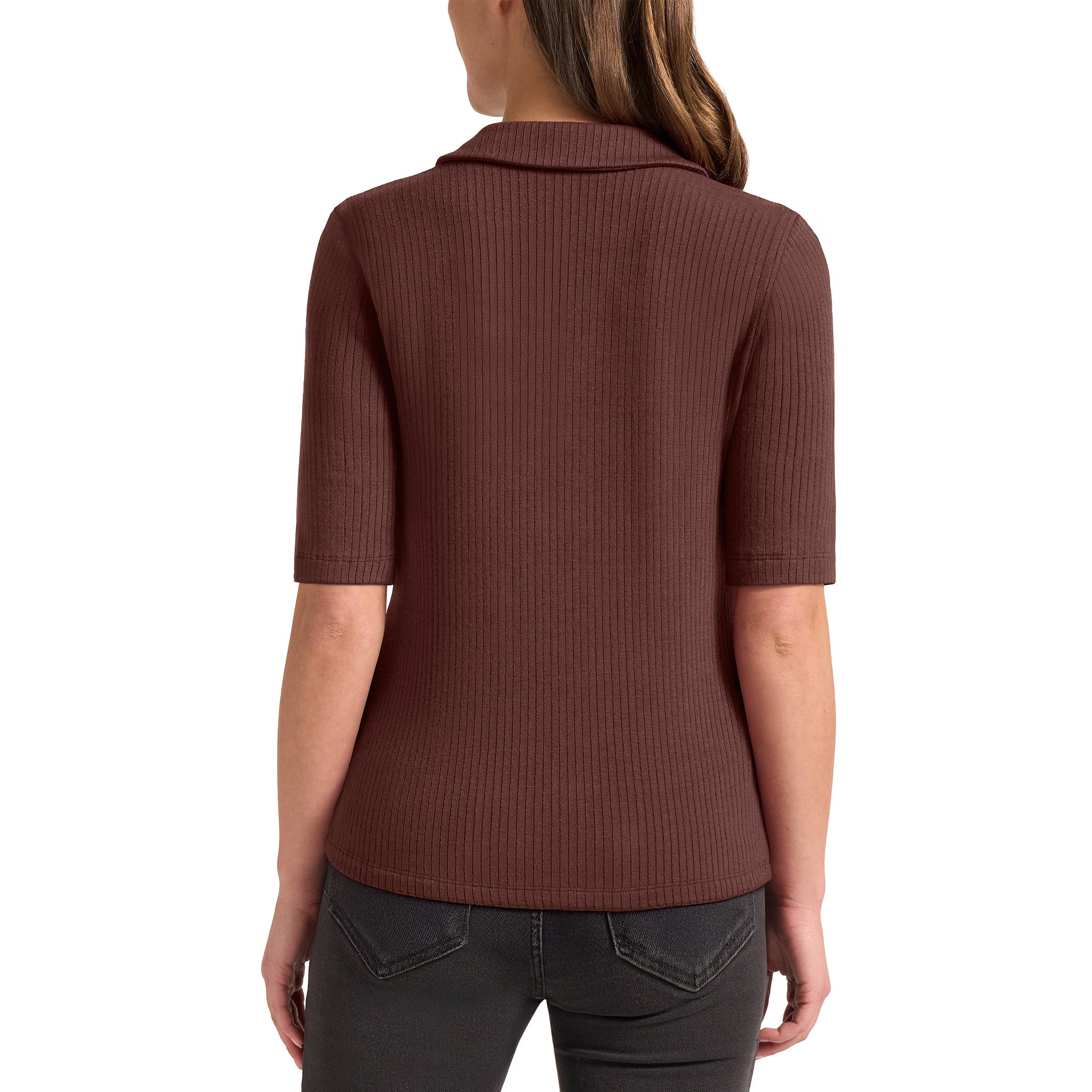 Matty M Women's Ribbed Button Front Top