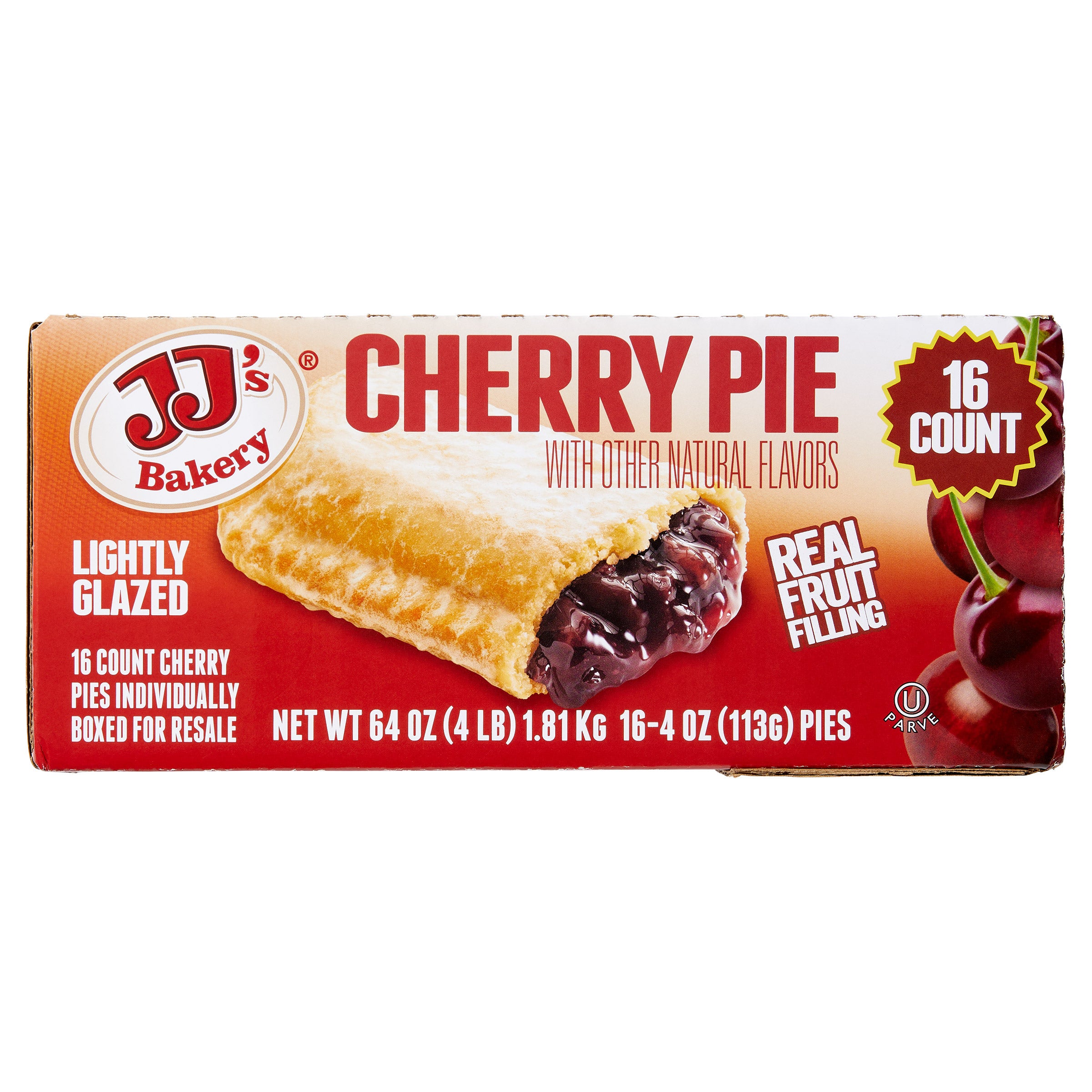 JJ's Bakery, Lightly Glazed Cherry Pie, 4 oz, 16-Count