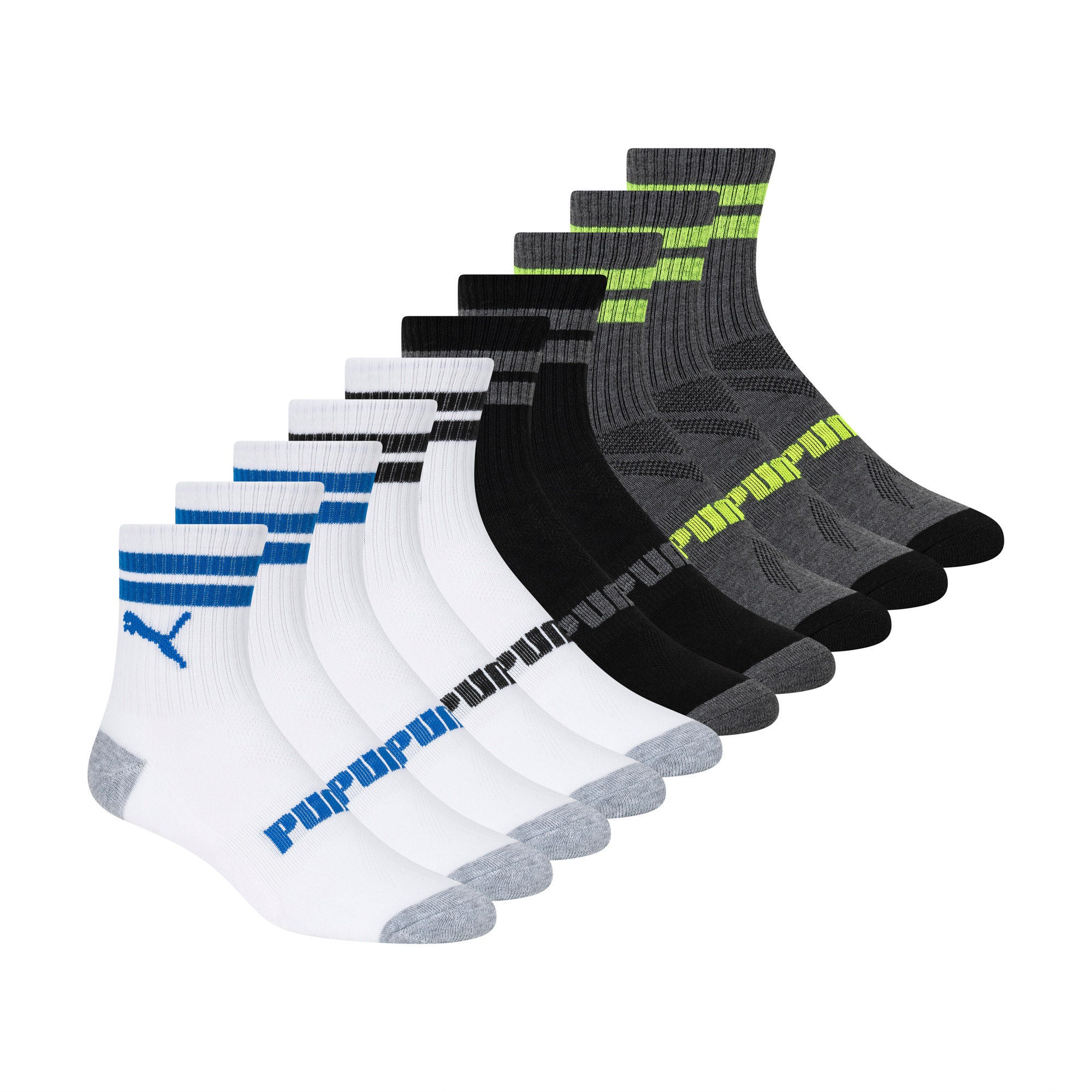 PUMA Kids' Low Crew Socks, 20-pair