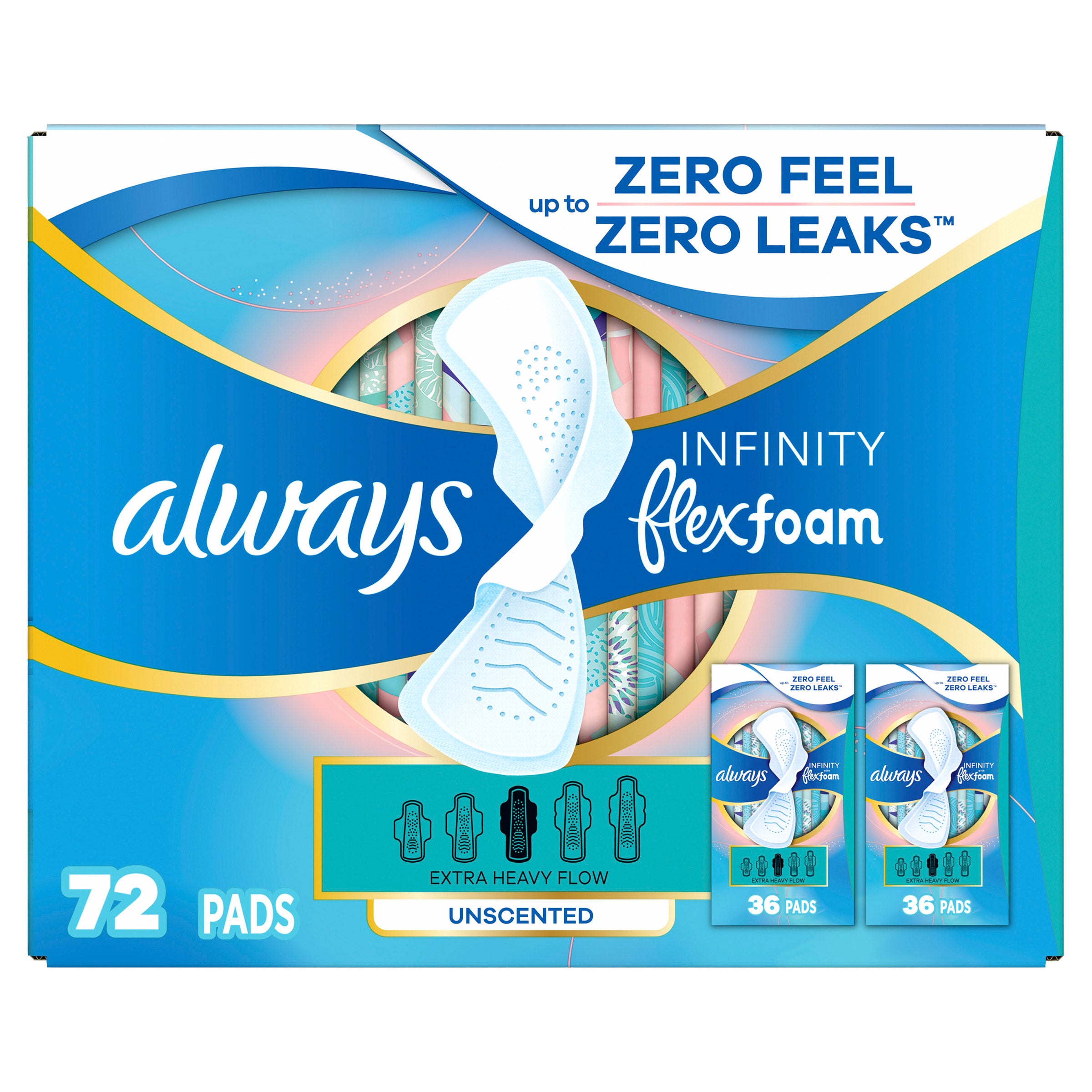 Always Infinity FlexFoam Pads, 72-count