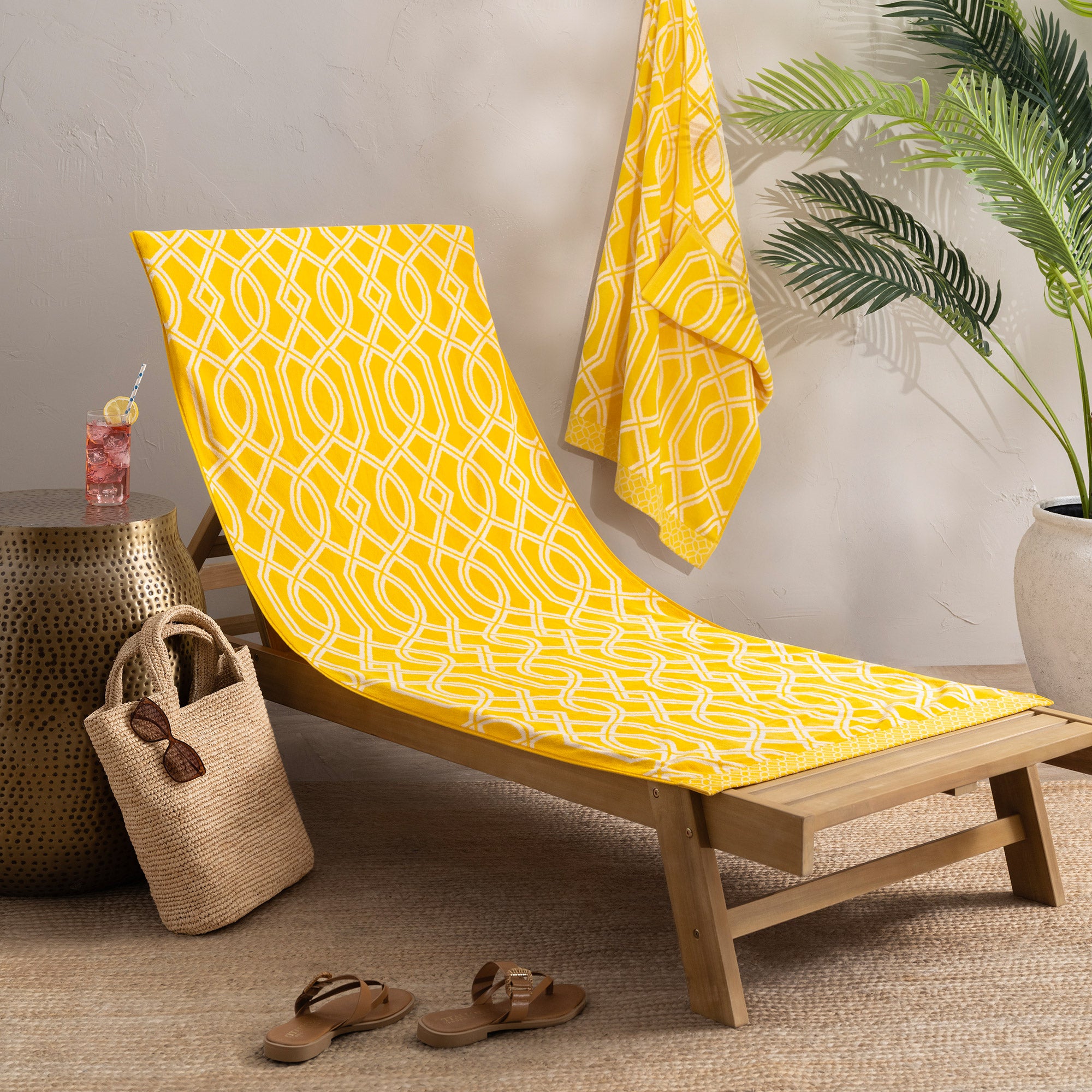 Harbor Bay Chaise Lounge Cotton Beach Towel, 2-pack