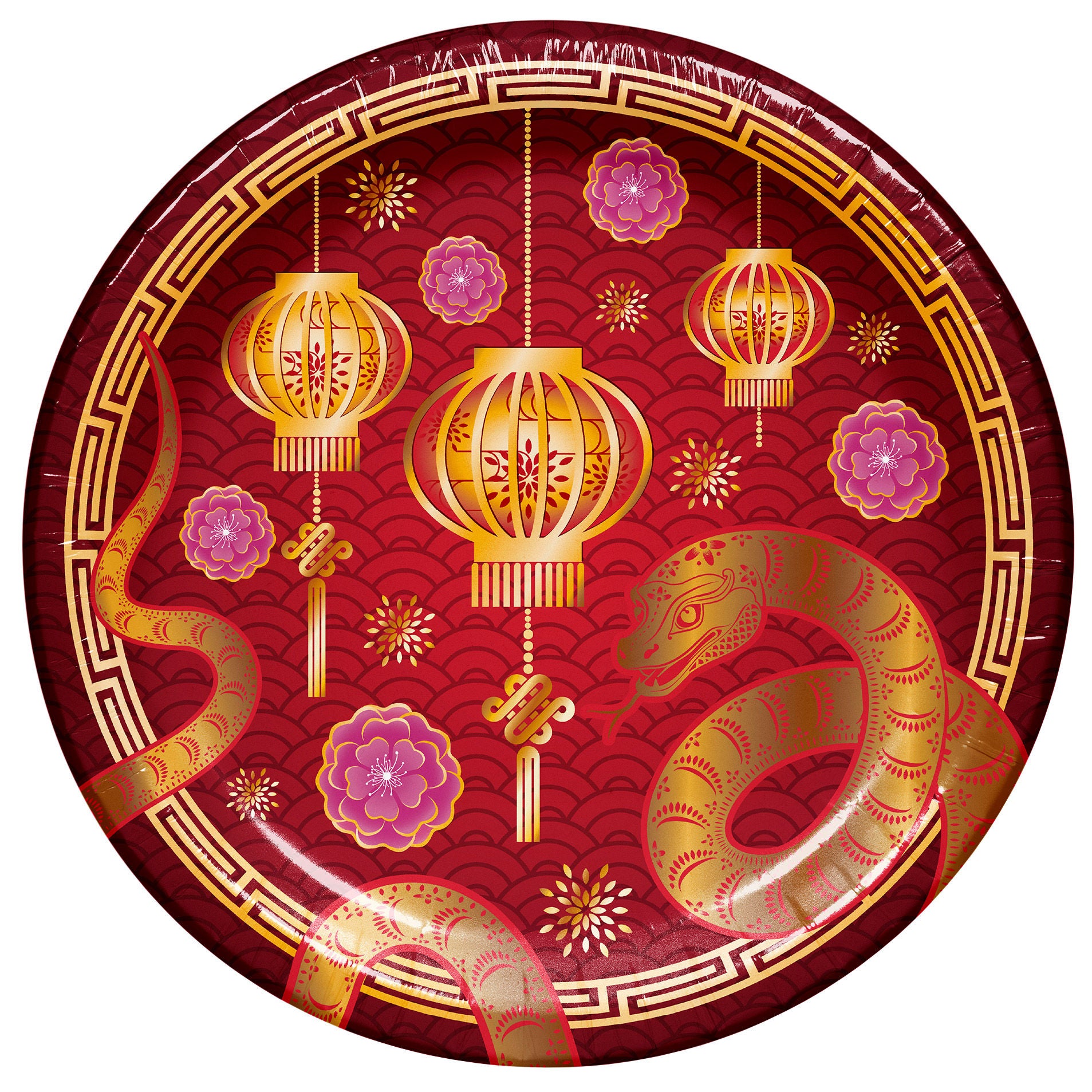 Artstyle Paper Plate & Napkin Bundle, Year of the Snake Lunar New Year, 200-count