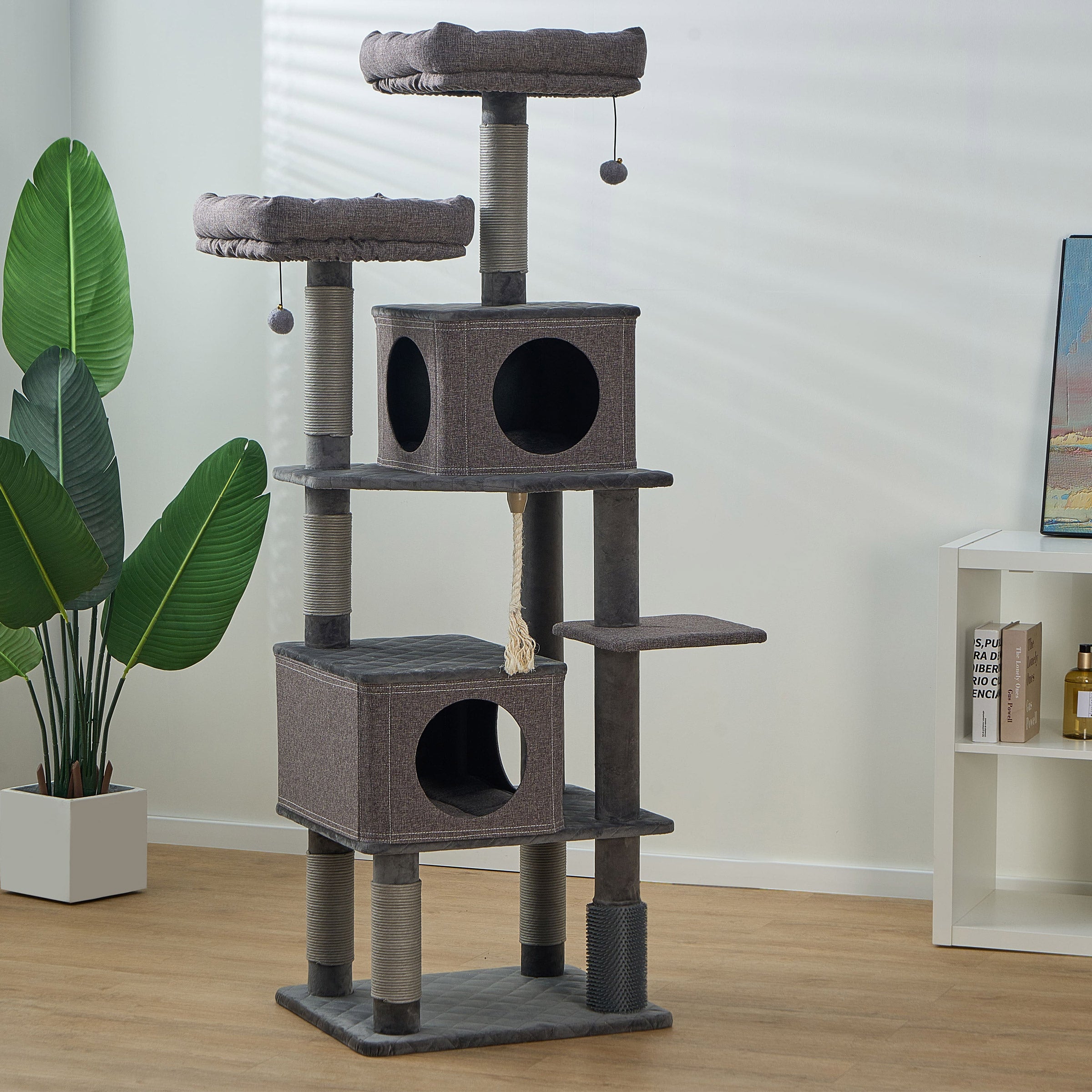 Catry Stella 6 Level Quilted Velvet Large Cat Tree With Condo