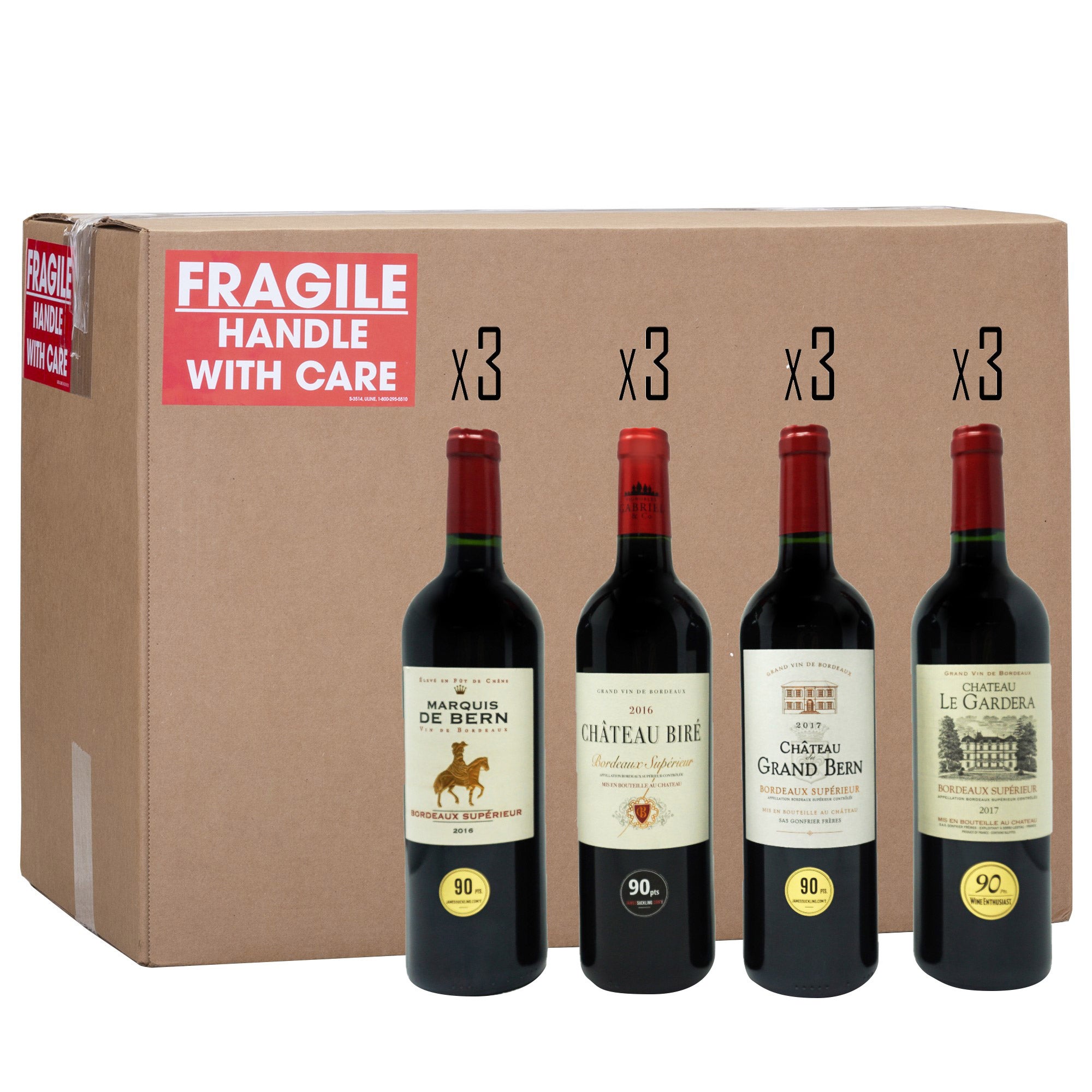 90 Point Bordeaux Supérieur Wine 750 ml 12-pack CA ONLY