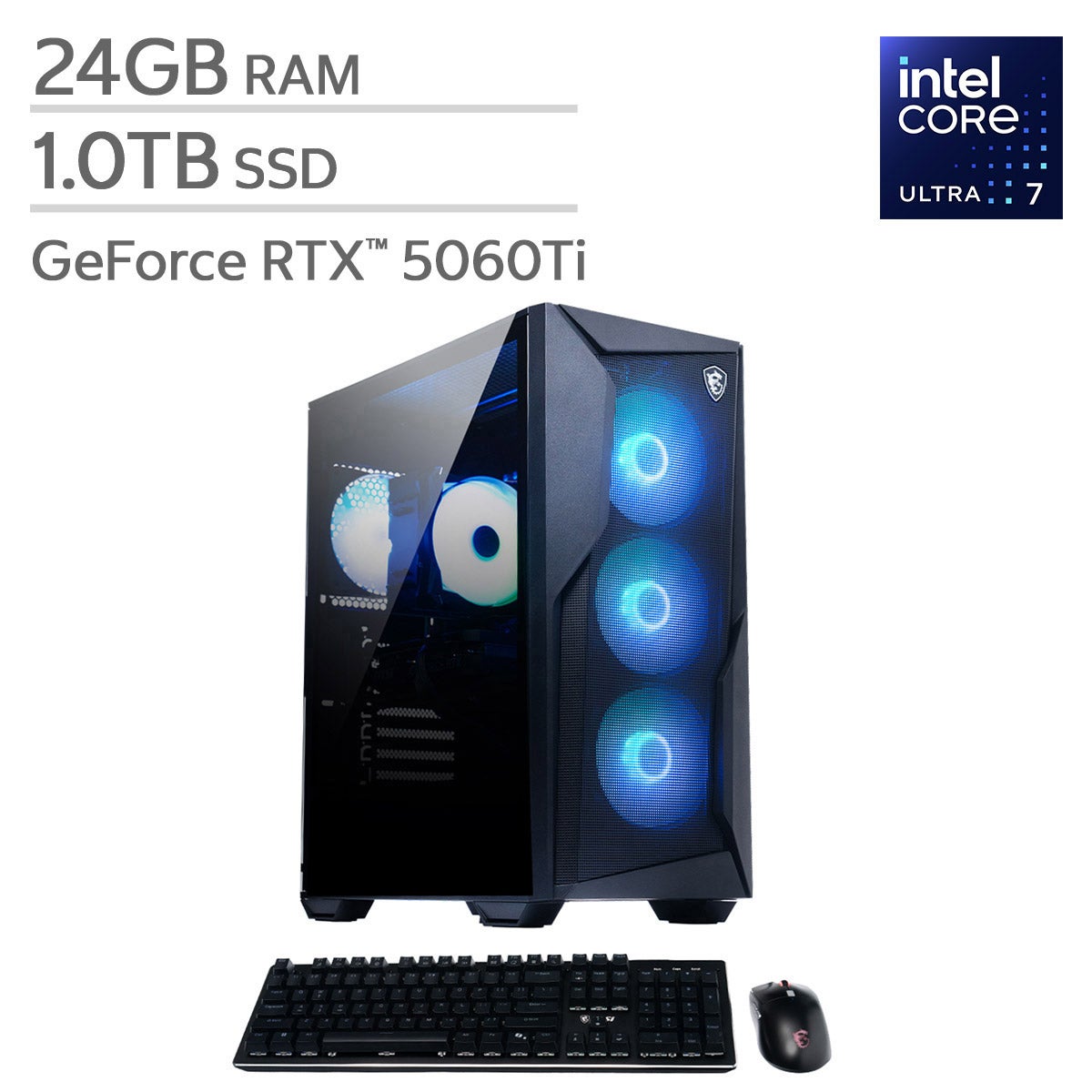 MSI Codex R2 AI Gaming Desktop – Intel Core Ultra 7 265 - GeForce RTX 5060 Ti 16GB – 24GB RAM – 1TB SSD – Windows 11