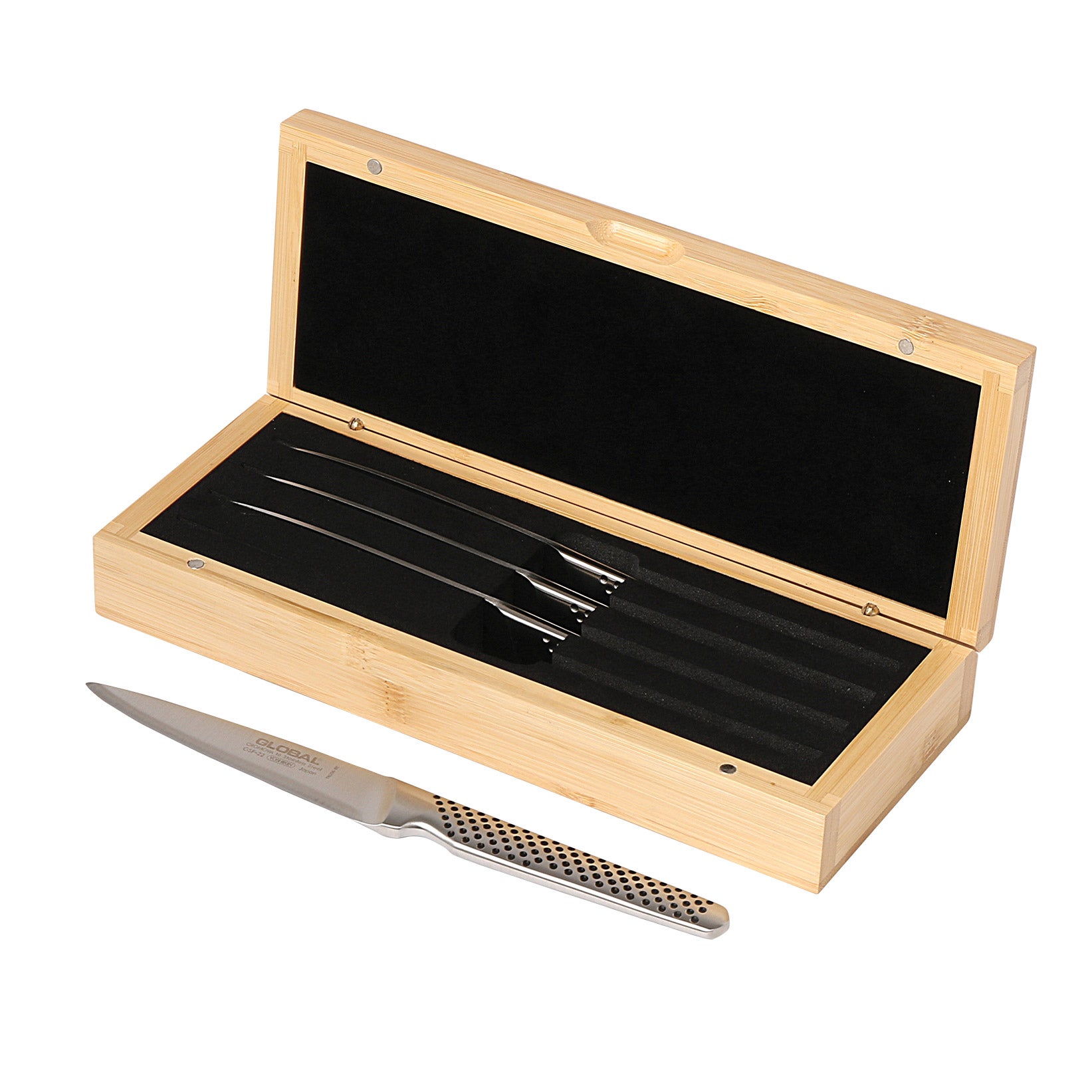 Global Steak Knife 4-piece Set with Bamboo Storage Box