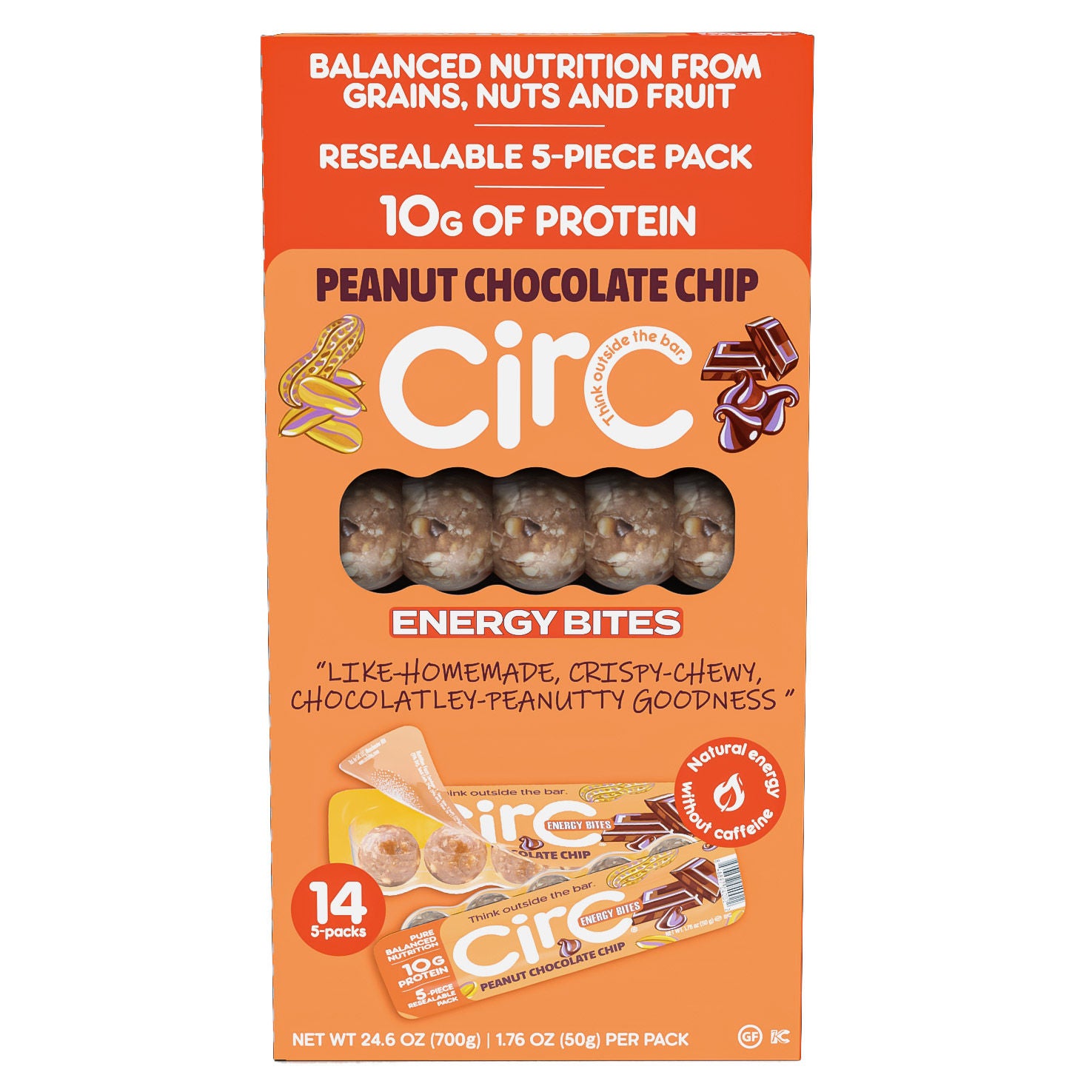 Circ Energy Bites, Peanut Chocolate Chip, 1.76 oz, 14-count