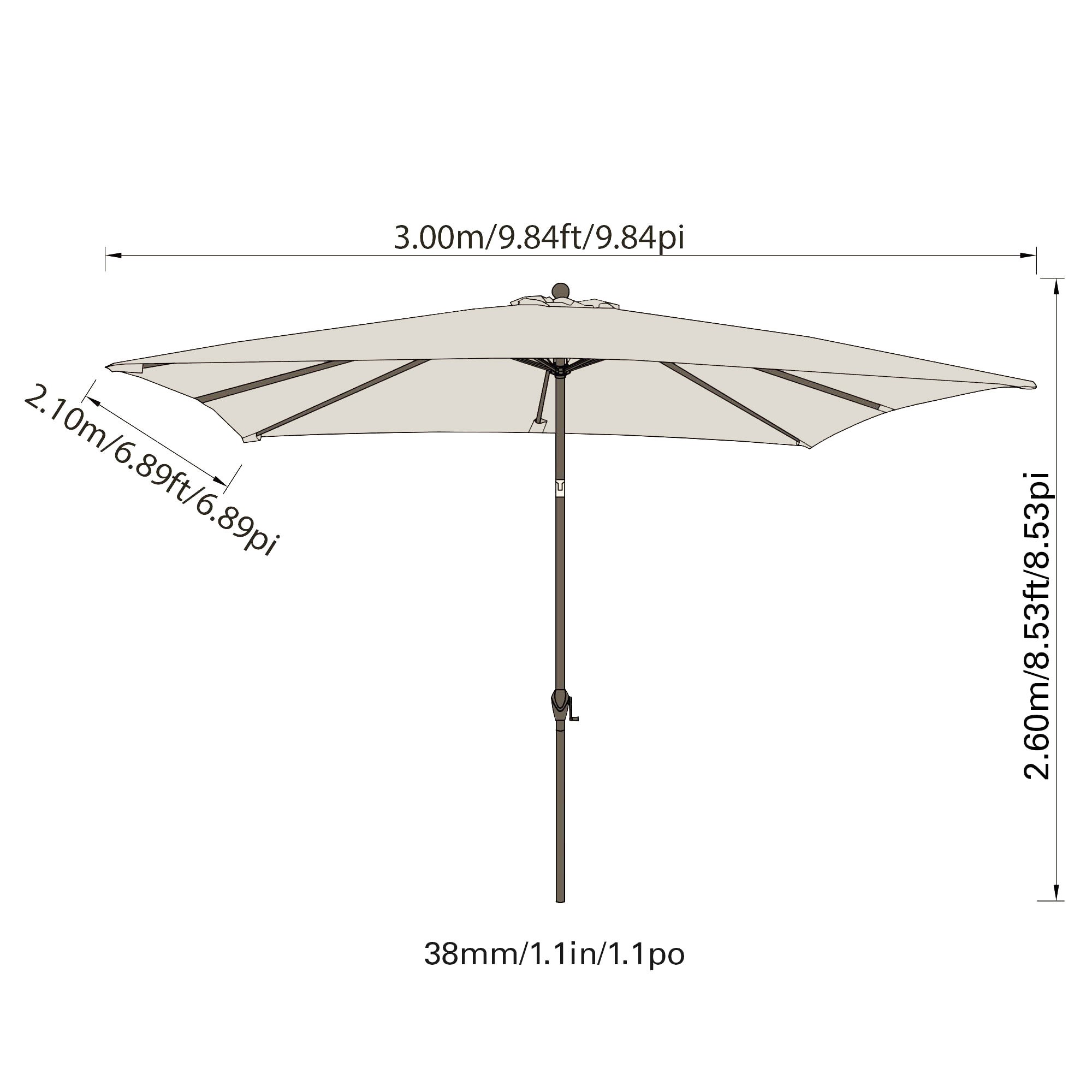 Season's Sentry 7x10 Rectangle Market Umbrella