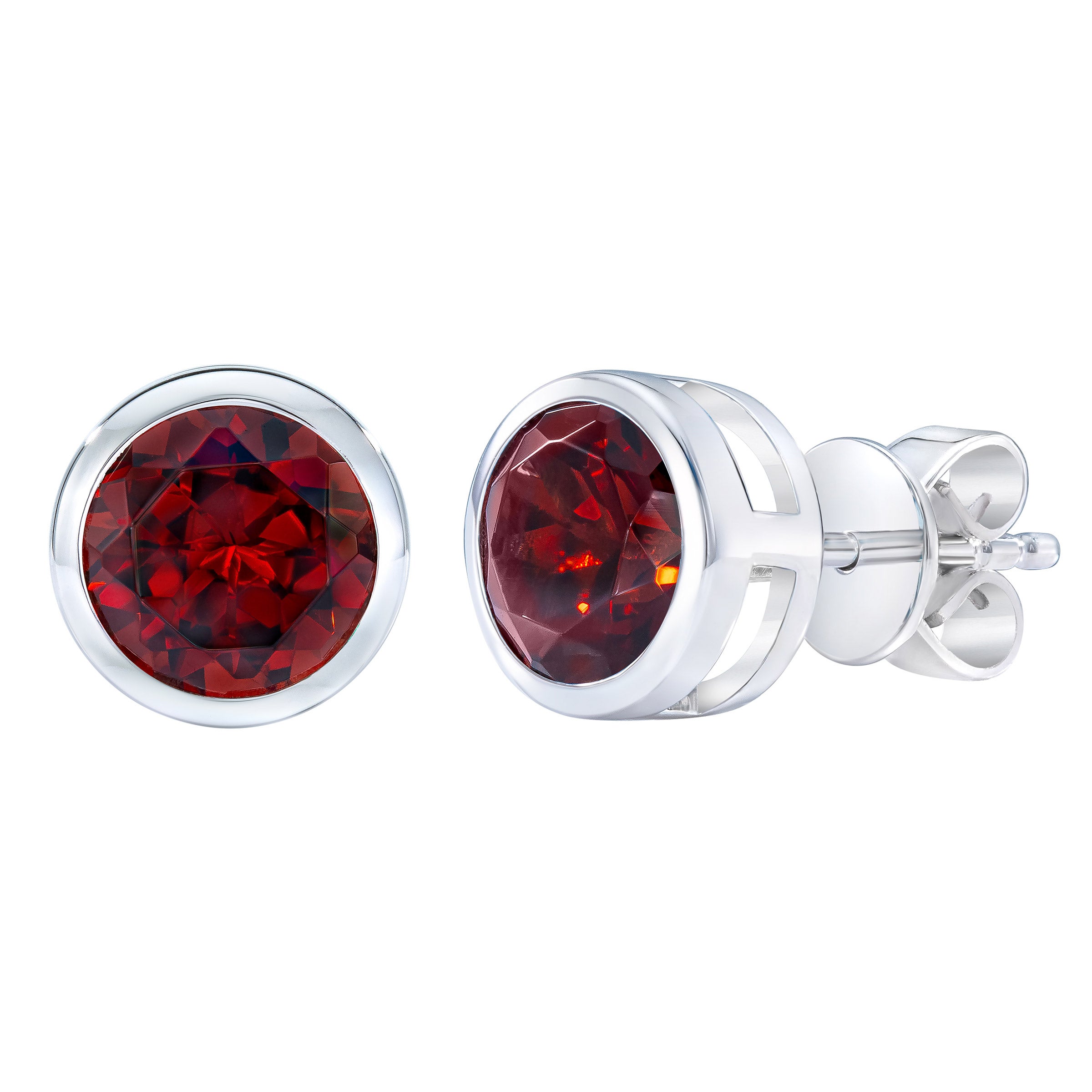 Gemstone 14kt Gold Bezel Stud Earrings