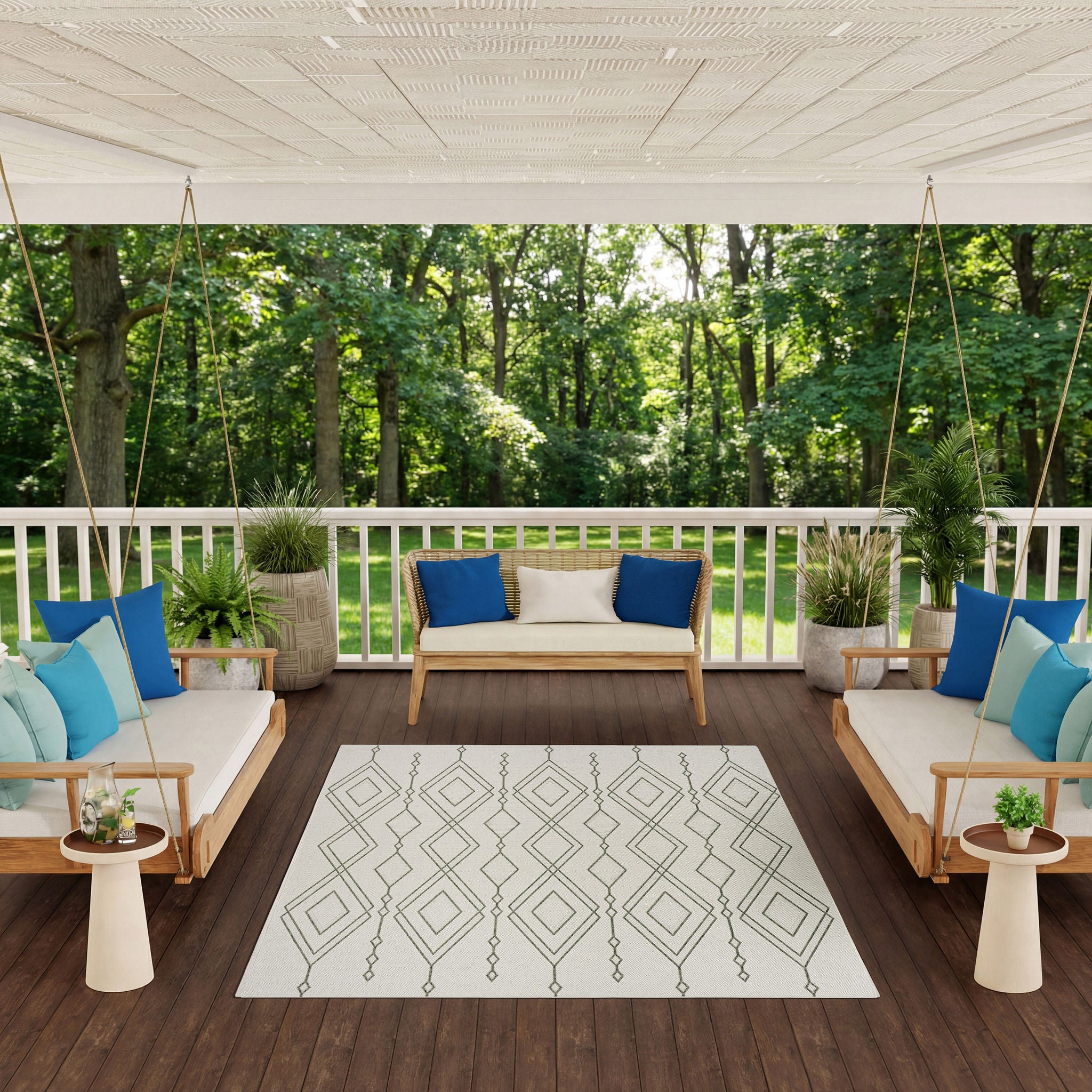 Nourison Garden Spring Indoor/Outdoor Rug, Frostline, 6'6” x 9'2”