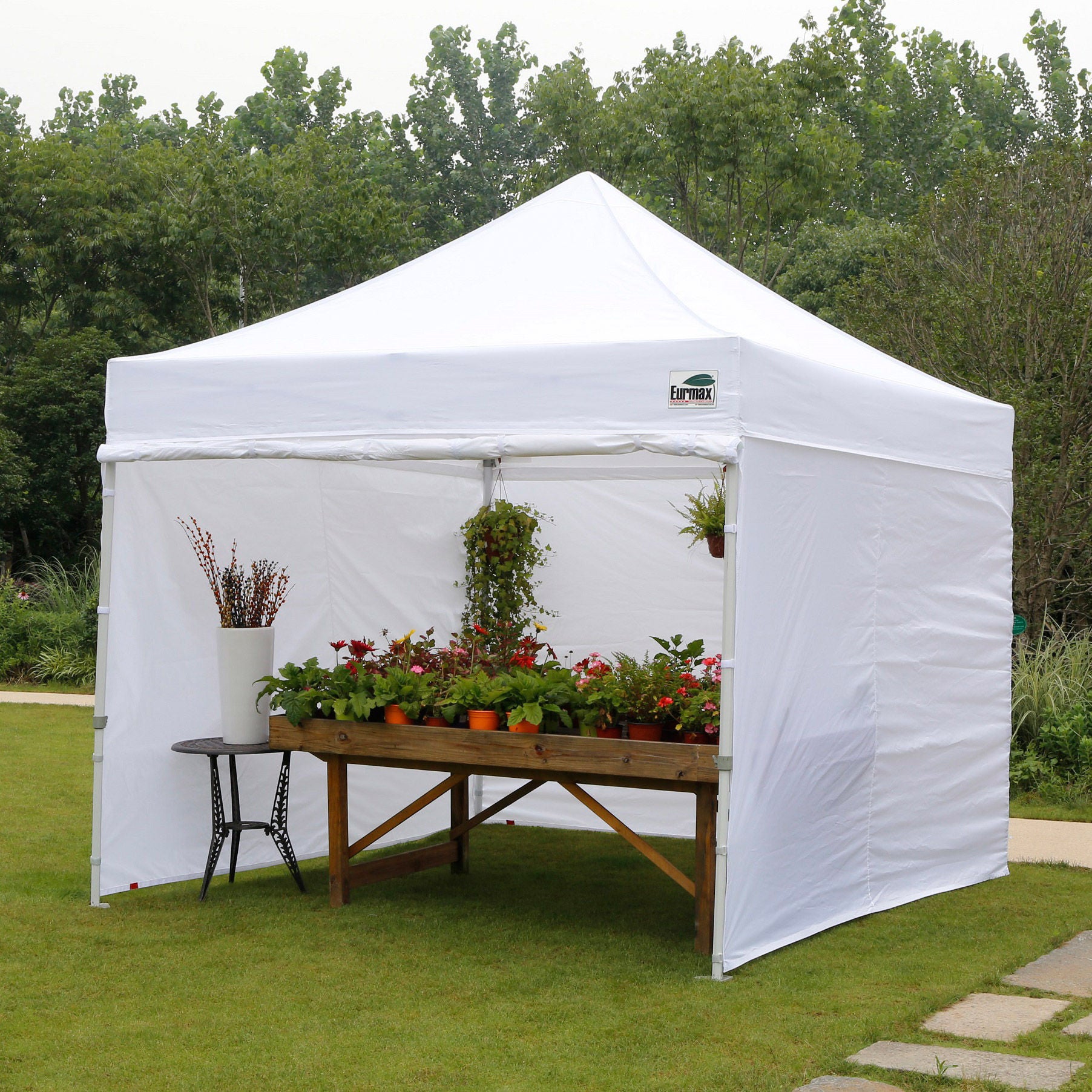 Eurmax Premium 10' x 10' Instant Canopy Tent White with Enclosure Sidewalls