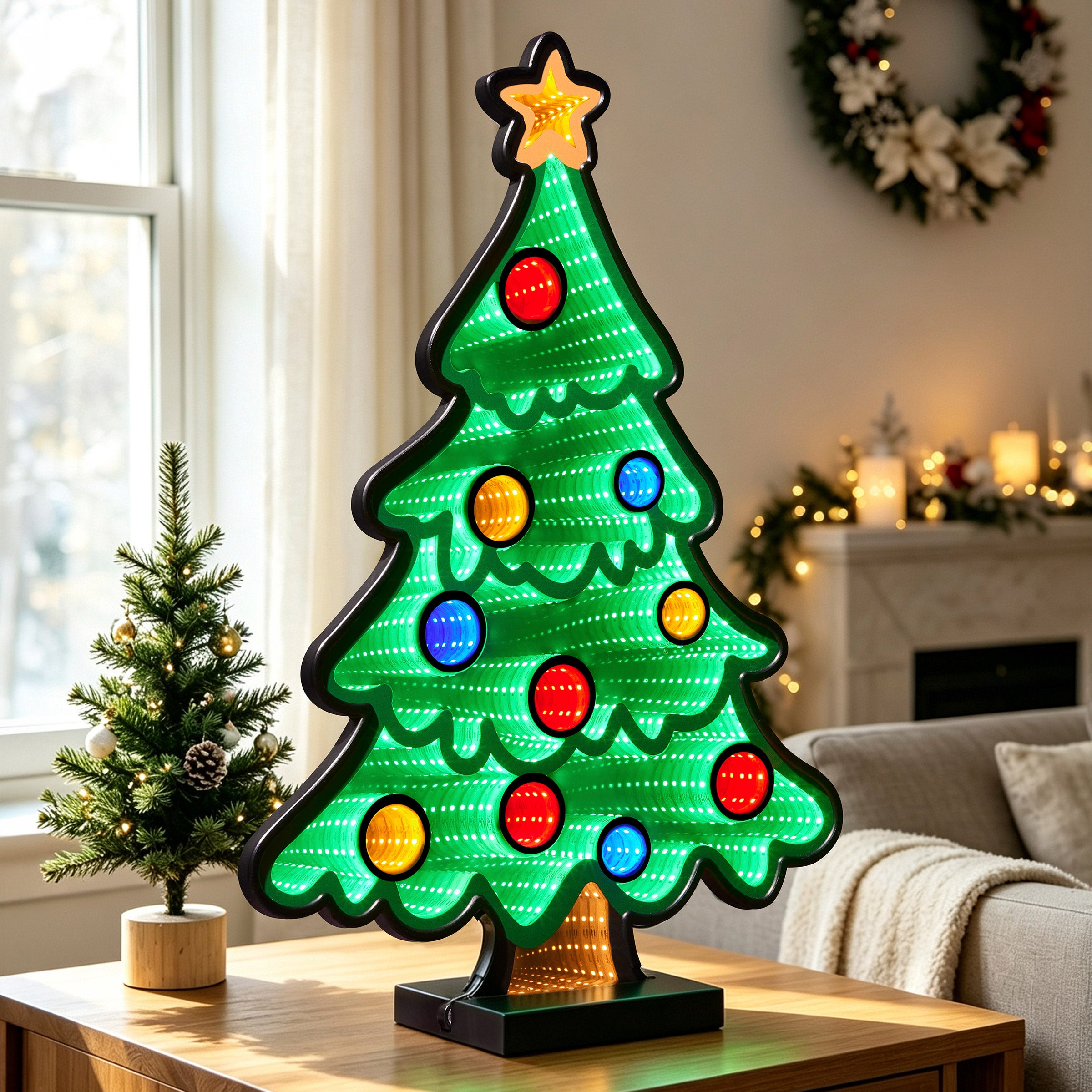 23.2" Holiday Infinity Mirror Christmas Tree