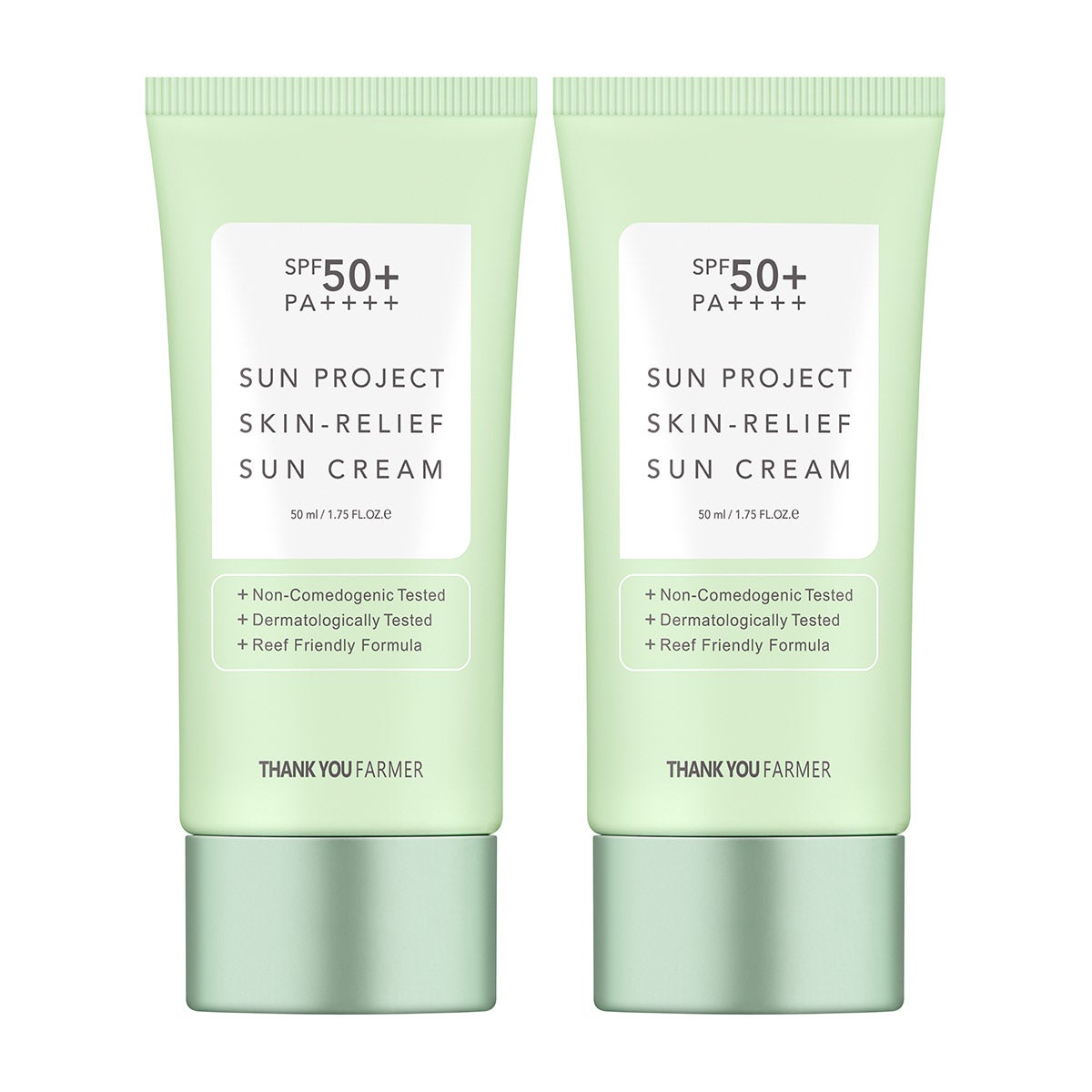 Thank You Farmer Sun Project Skin Relief Sun Cream, SPF 50+, 1.75 fl oz, 2-pack