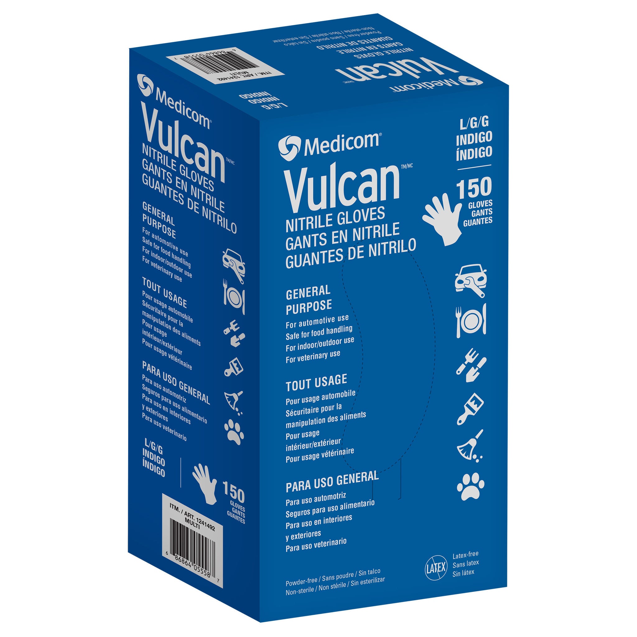 Vulcan Nitrile Gloves, Large, Indigo