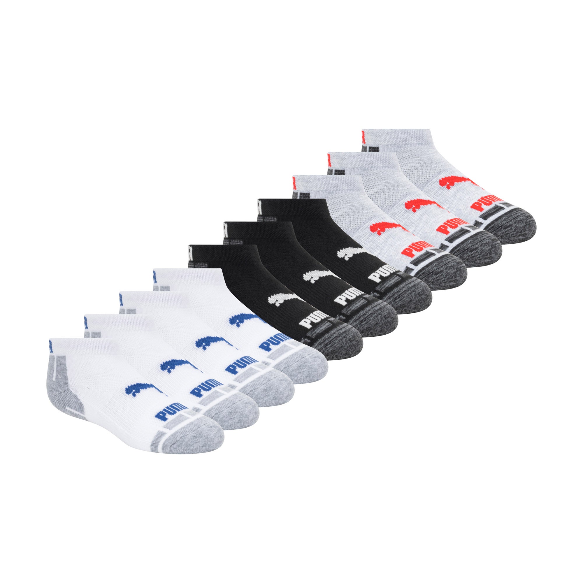 PUMA Youth Low Cut Sock, 20-pair, Black/White