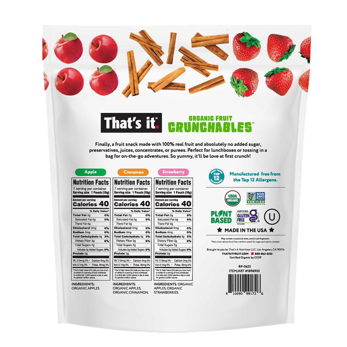 That's it, Organic Fruit Crunchables, Variety Pack, 0.35 oz, 21-count