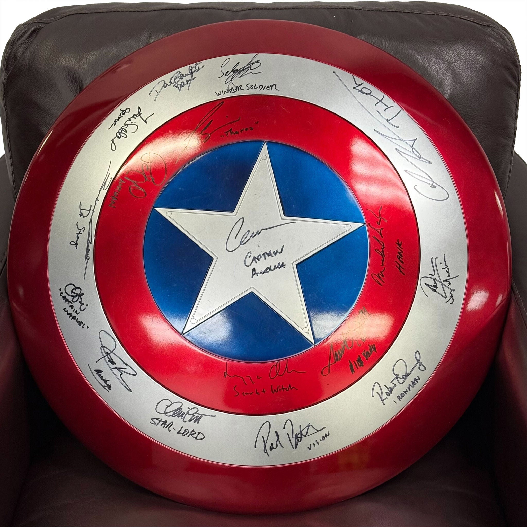 The Avengers Cast Autographed Captain America Shield - Signed and Inscribed by 17 Actors