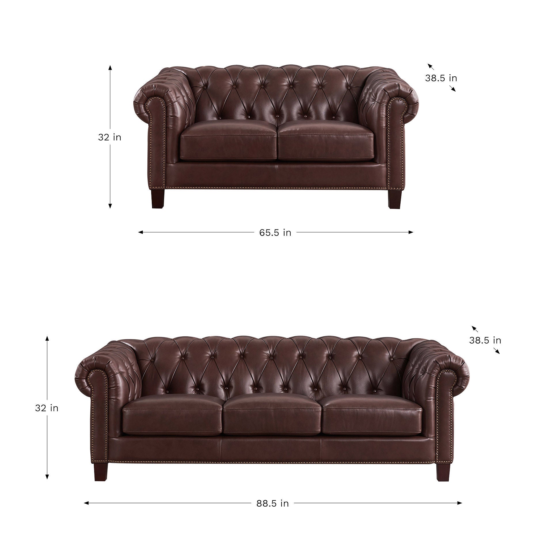 Baldwin Top Grain Leather Sofa Collection, Brown